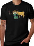 Quirky Cow & Farmhouse Graphic Tee - Black