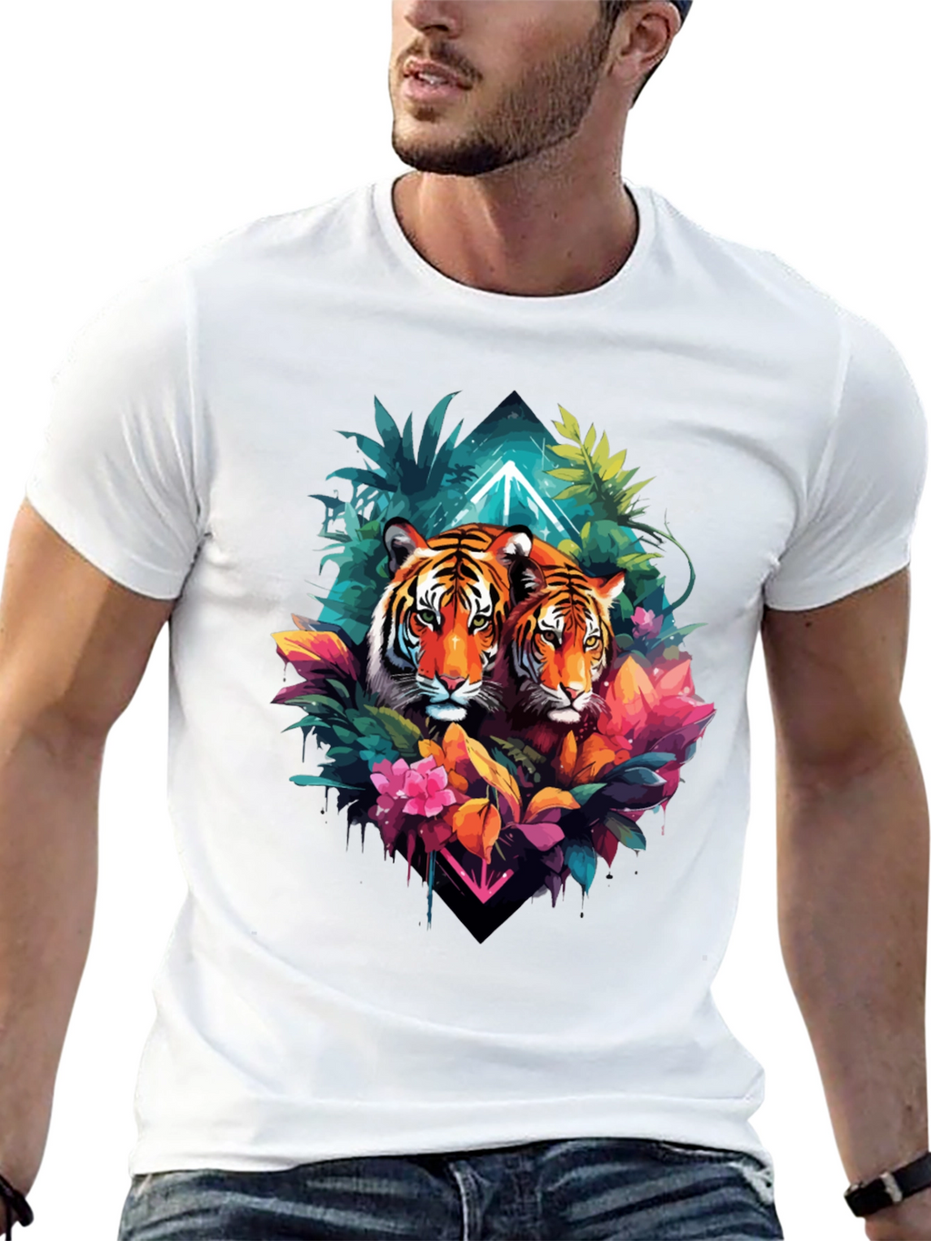 Tiger Duo Graphic Tee - Jungle Style Black T-Shirt