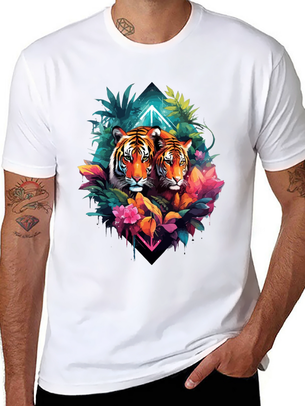 Tiger Duo Graphic Tee - Jungle Style Black T-Shirt