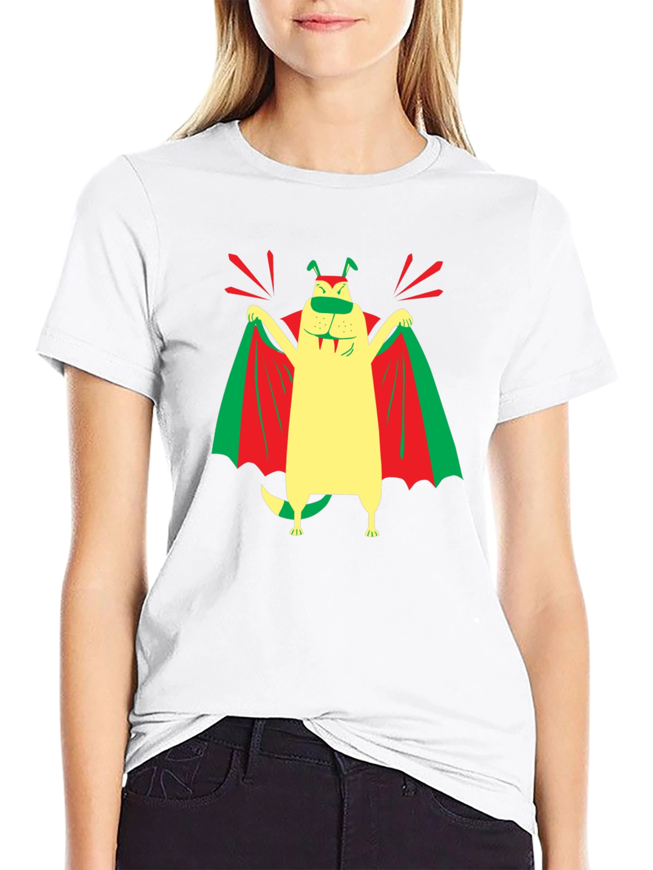 Funny Dog Vampire Graphic T-Shirt - Black