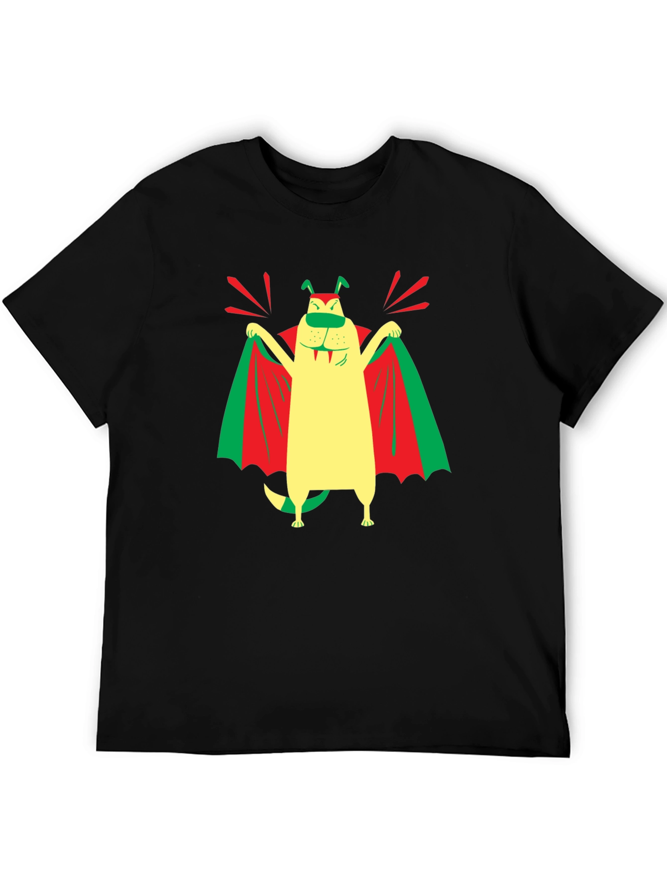 Funny Dog Vampire Graphic T-Shirt - Black