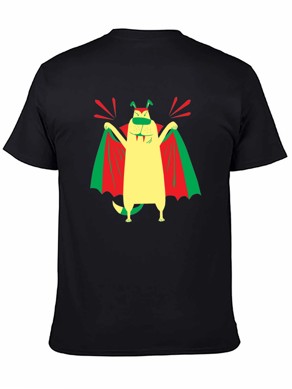 Funny Dog Vampire Graphic T-Shirt - Black