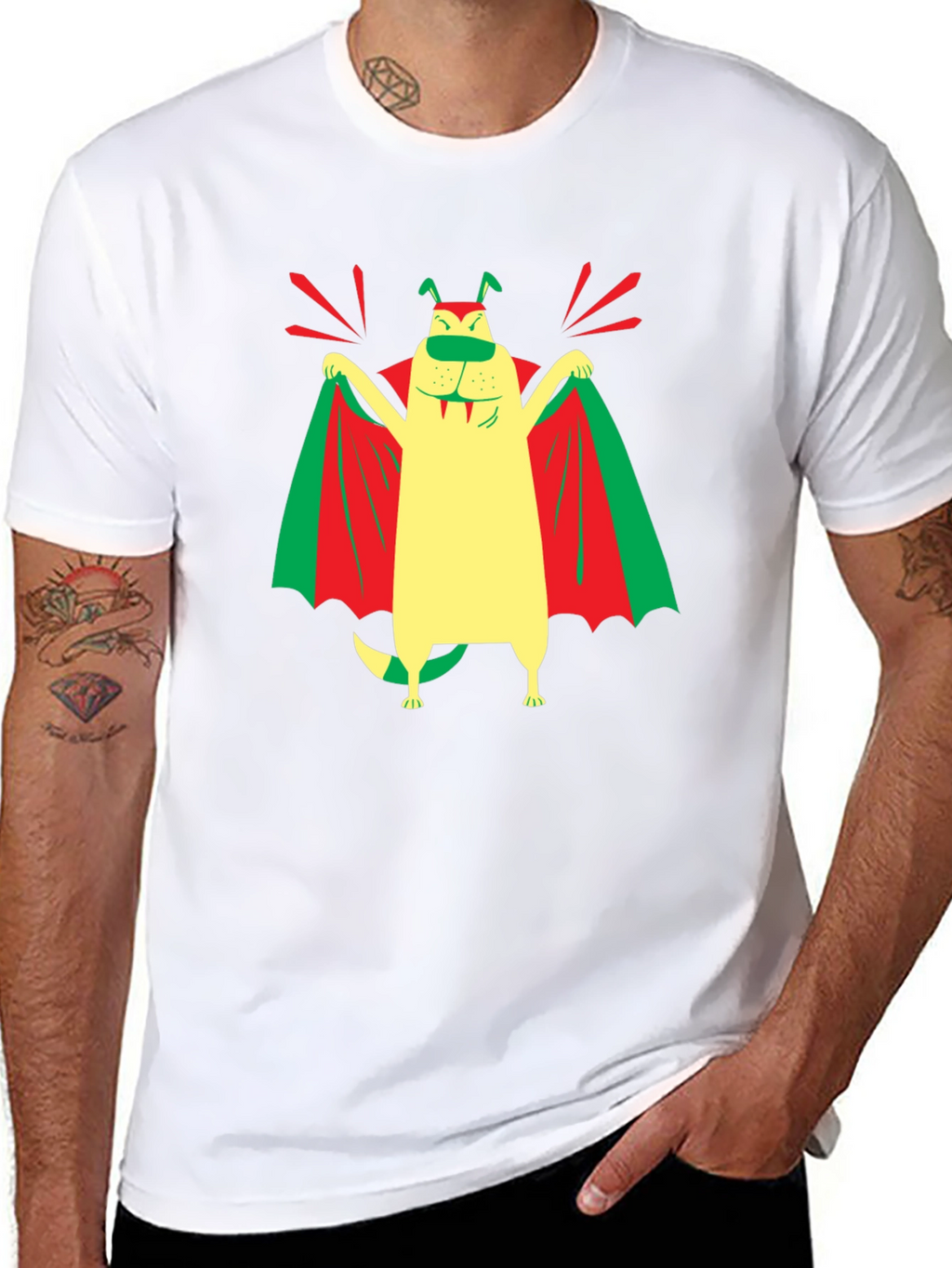 Funny Dog Vampire Graphic T-Shirt - Black