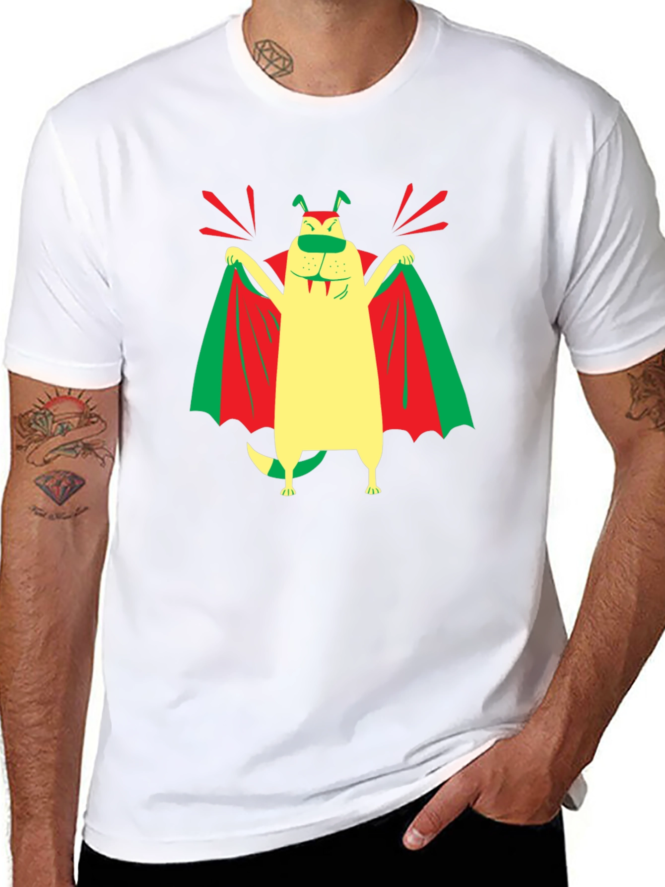 Funny Dog Vampire Graphic T-Shirt - Black
