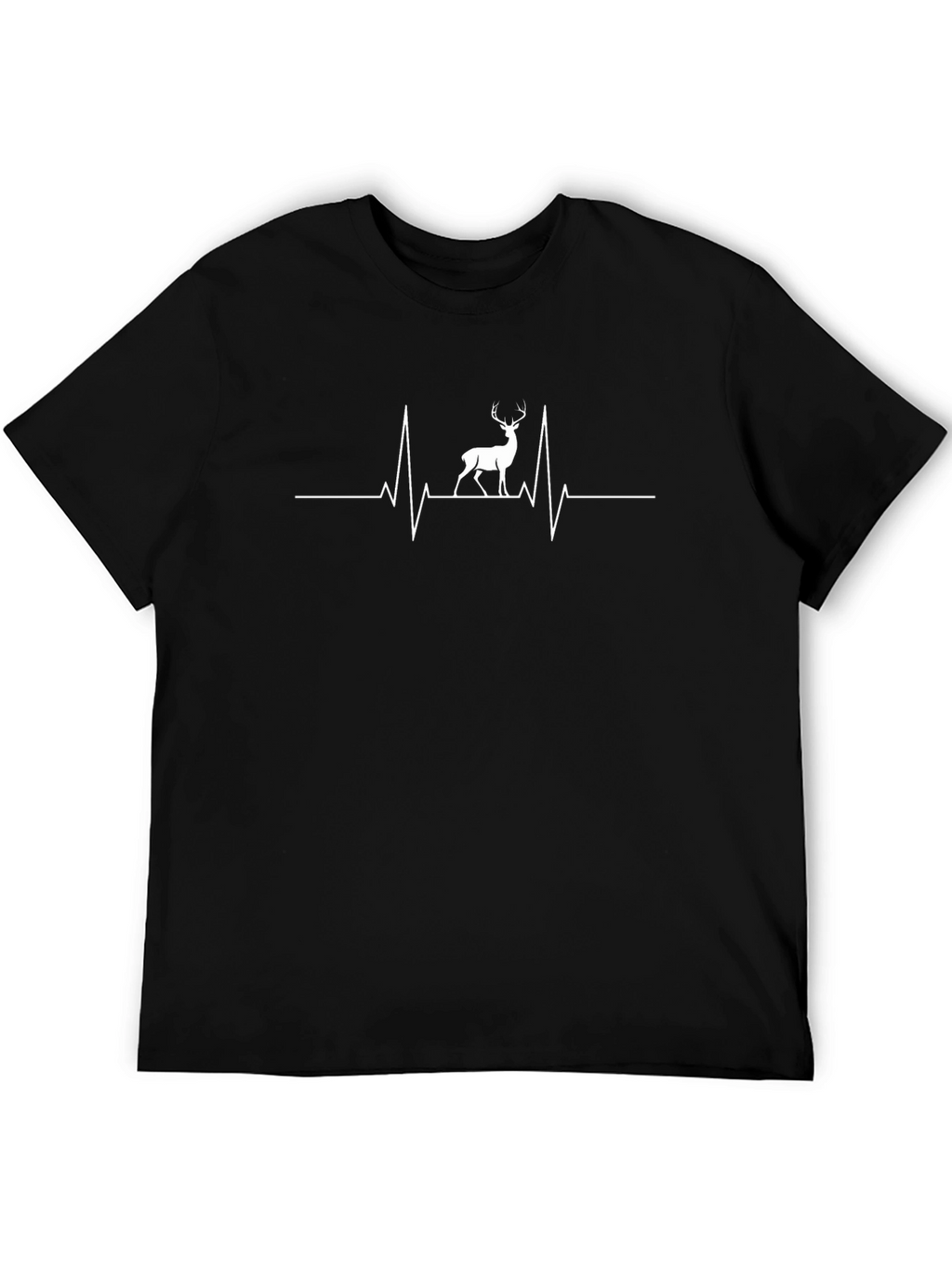 Deer Heartbeat Graphic T-Shirt - Black