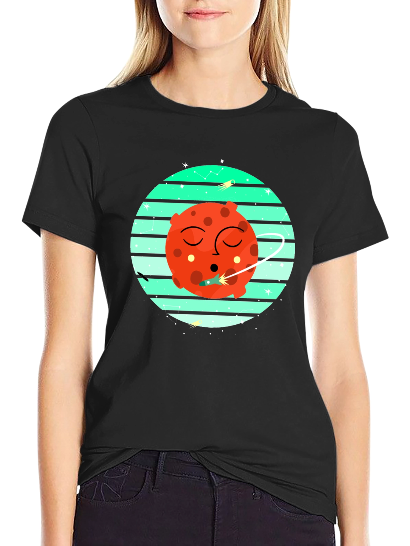 Planet Space T-Shirt - Black Cotton