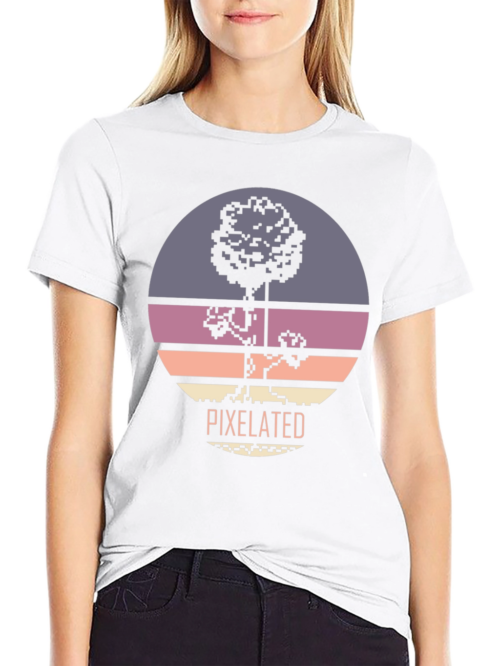 Pixelated Tree Graphic Tee - Retro Style