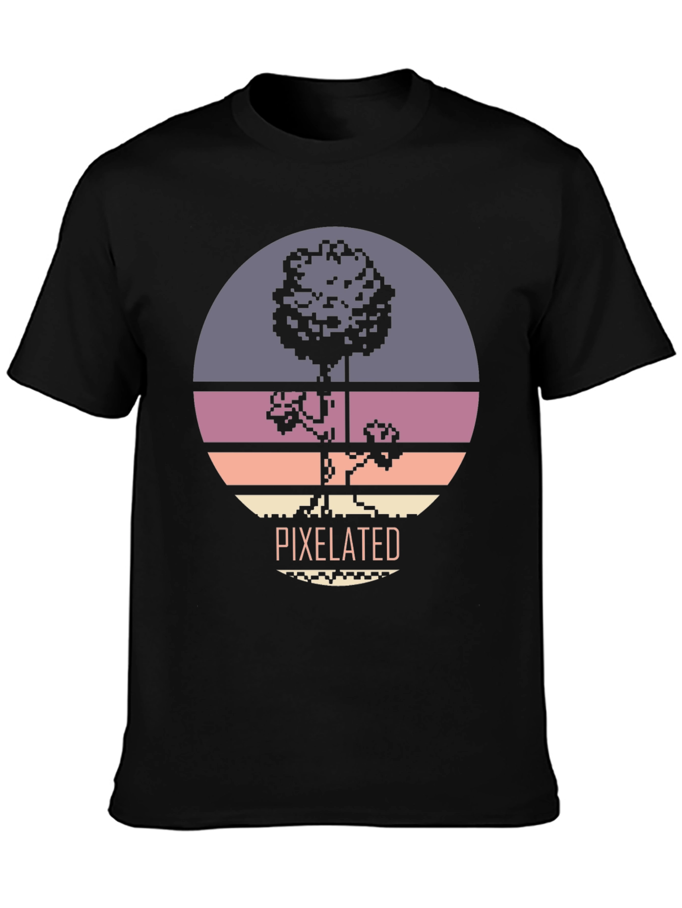 Pixelated Tree Graphic Tee - Retro Style