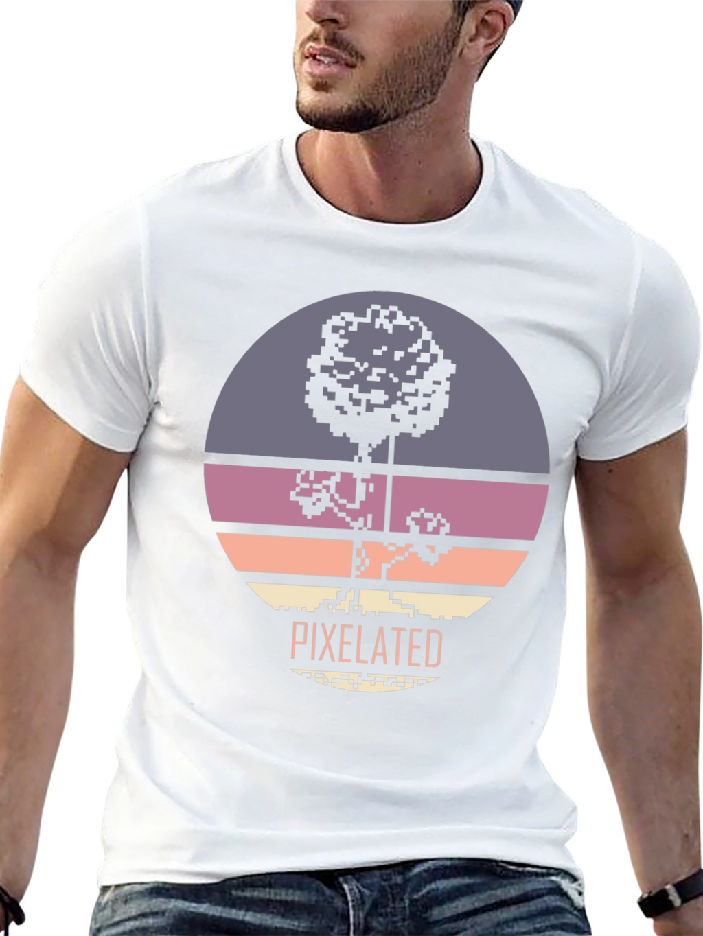 Pixelated Tree Graphic Tee - Retro Style