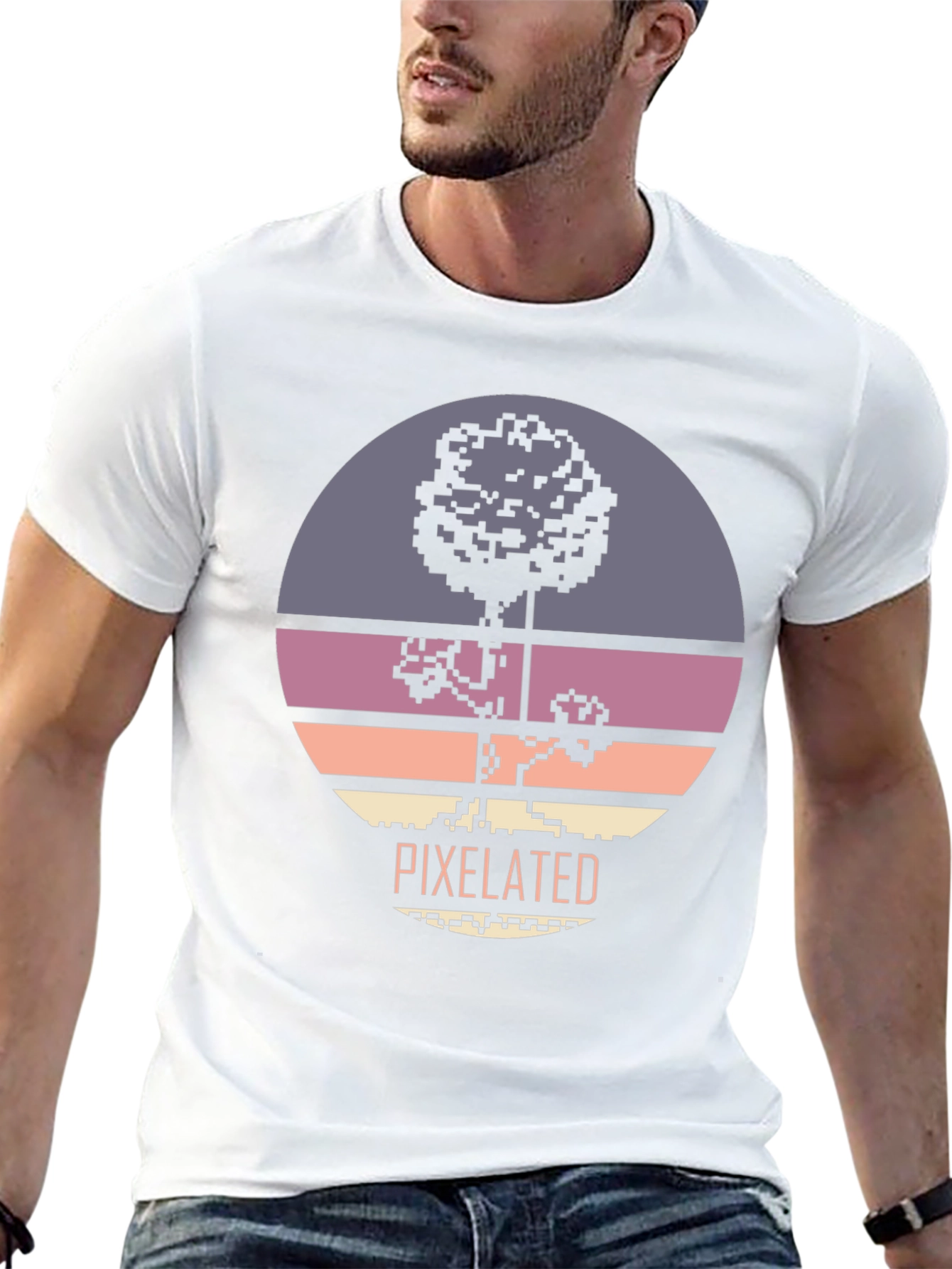 Pixelated Tree Graphic Tee - Retro Style