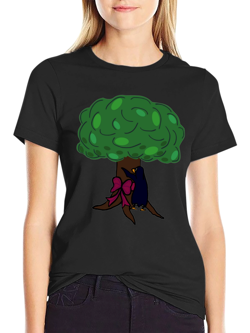 Tree Hugger Graphic Tee - Black Cotton T-Shirt