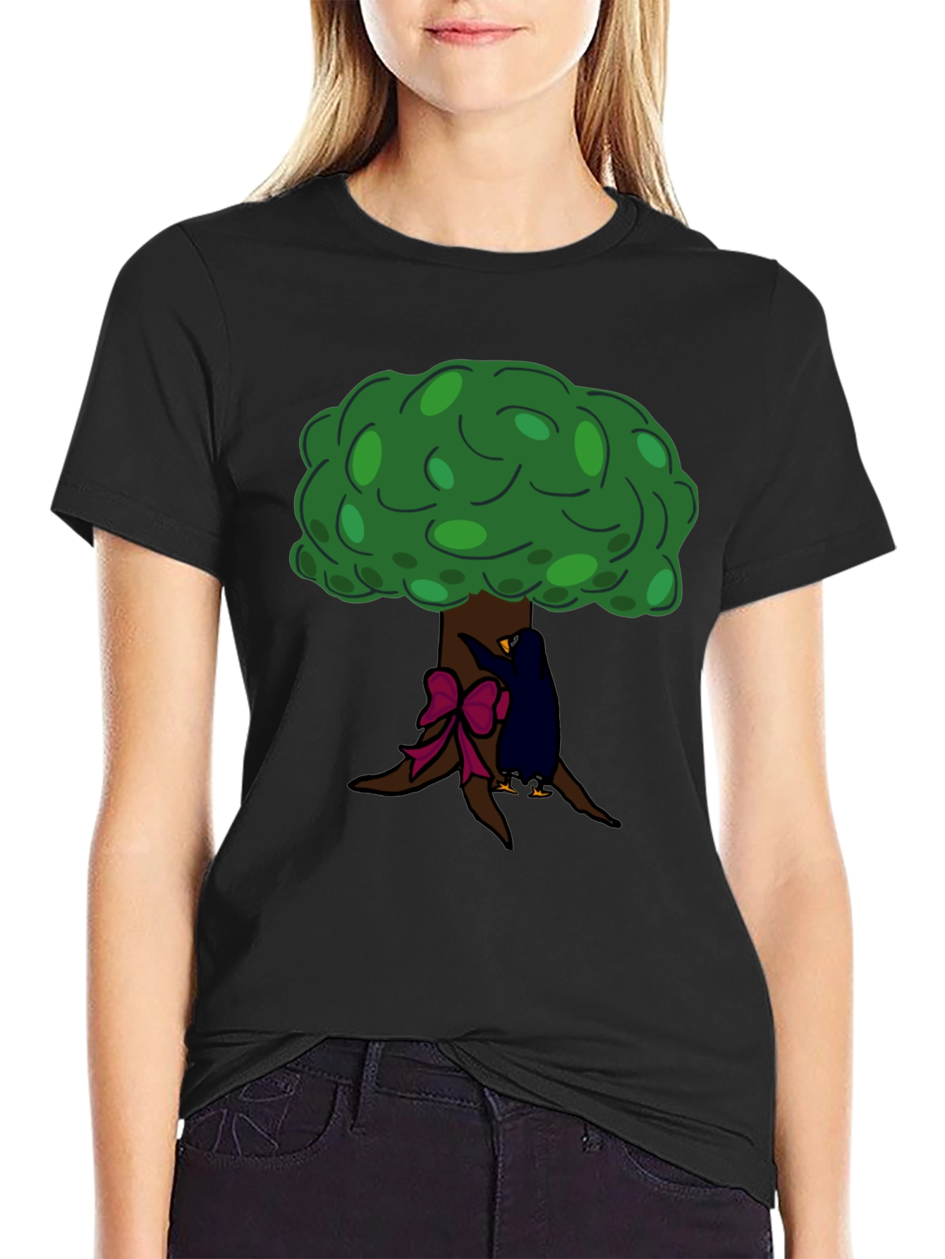Tree Hugger Graphic Tee - Black Cotton T-Shirt