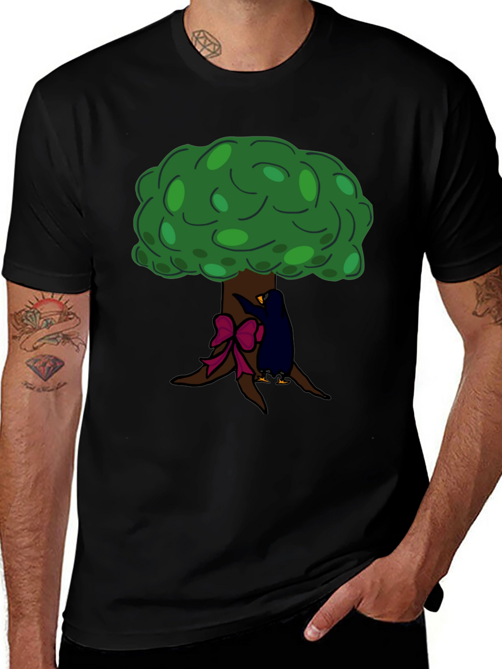 Tree Hugger Graphic Tee - Black Cotton T-Shirt