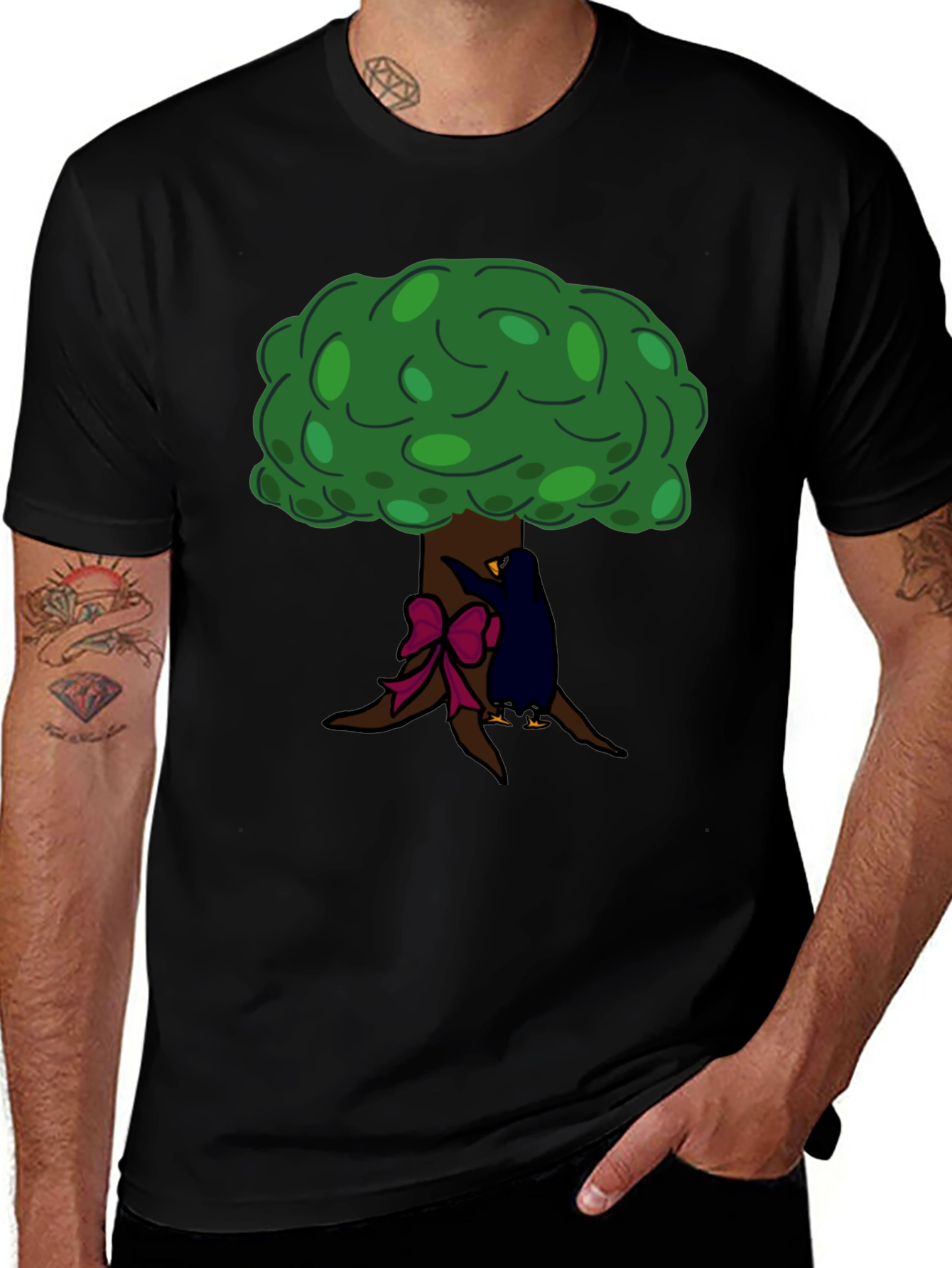 Tree Hugger Graphic Tee - Black Cotton T-Shirt