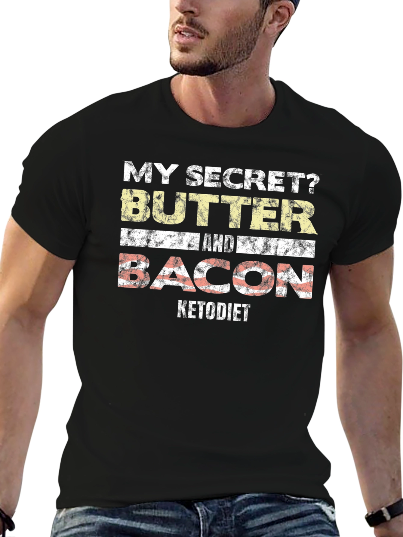 Keto Diet Secret Butter Bacon T-Shirt - Funny Foodie Tee