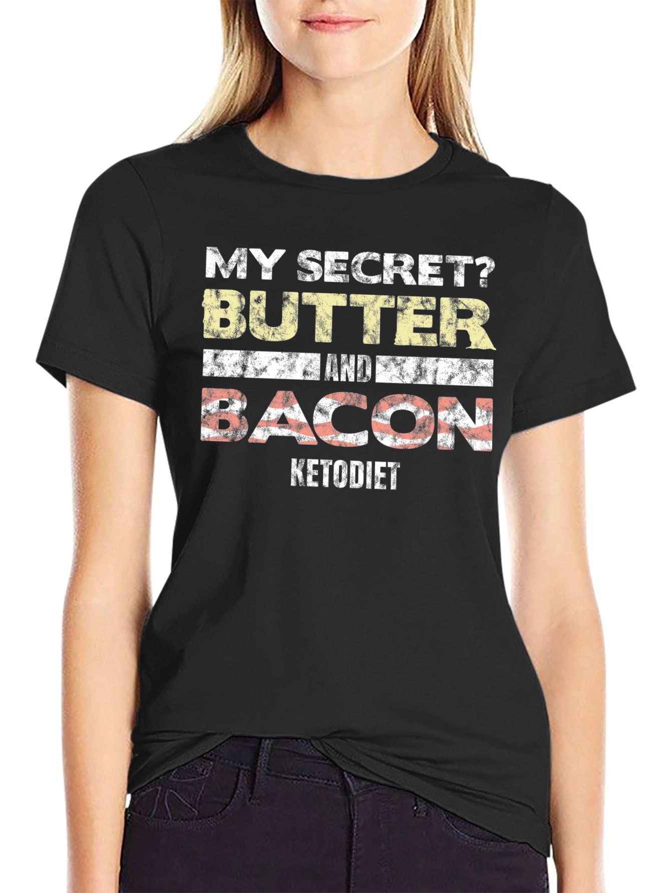 Keto Diet Secret Butter Bacon T-Shirt - Funny Foodie Tee