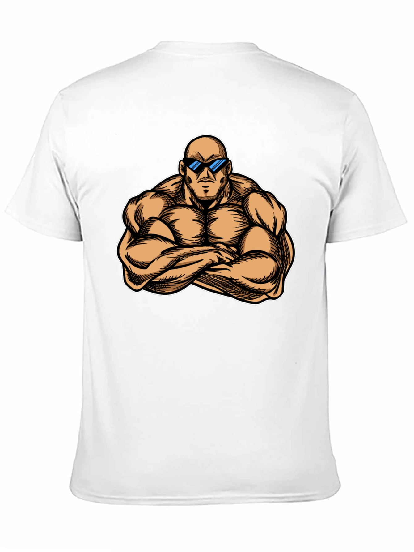 Muscled Cartoon Man Black Graphic Tee