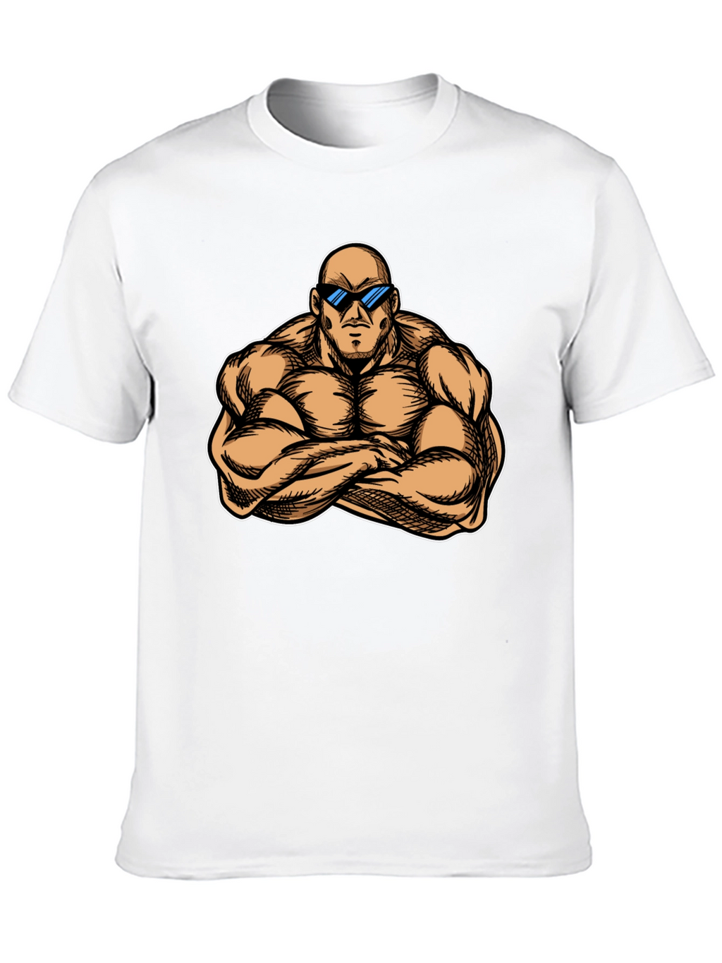 Muscled Cartoon Man Black Graphic Tee