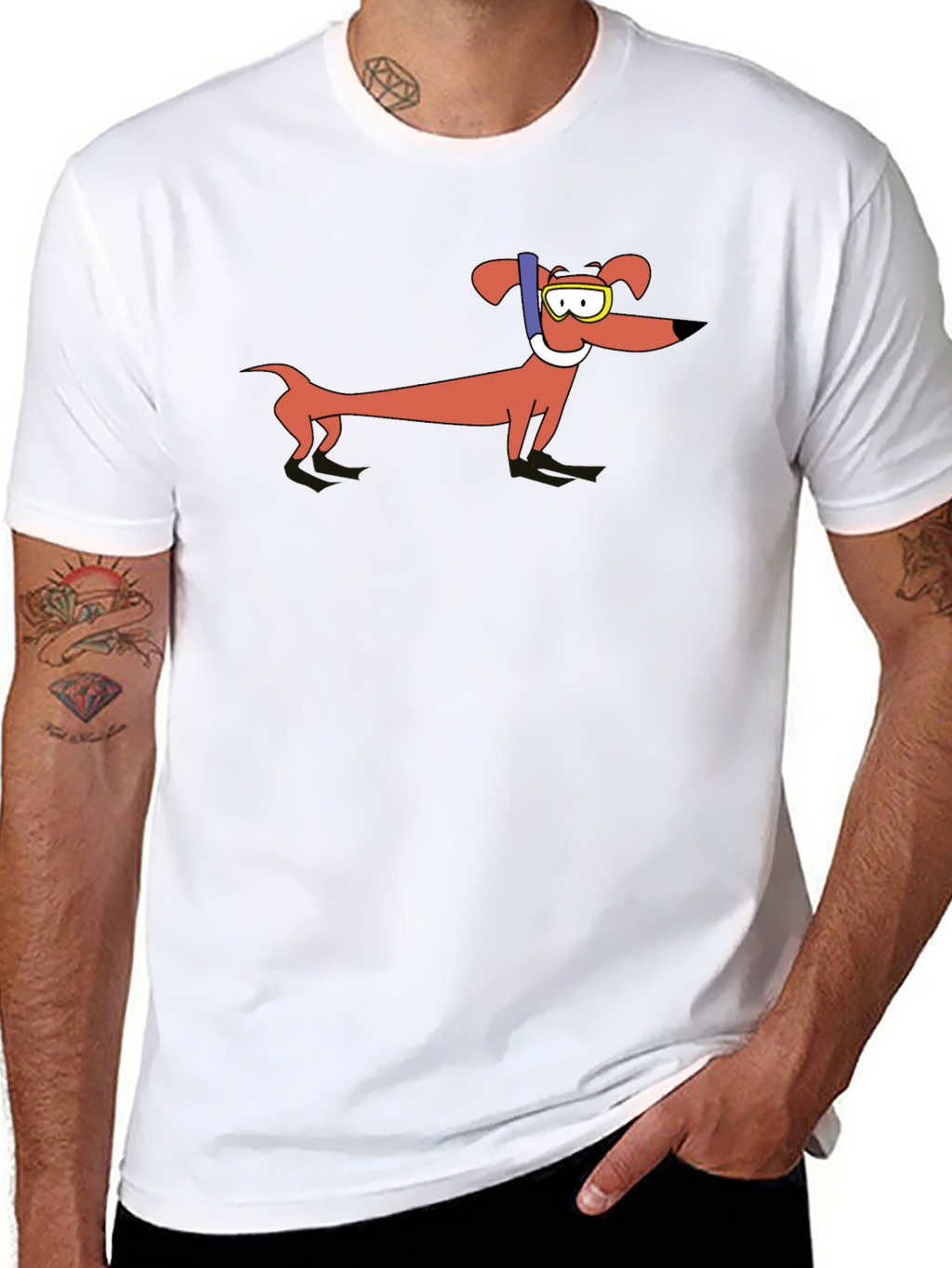 Dachshund Snorkeler Graphic T-Shirt - Unisex Black Tee
