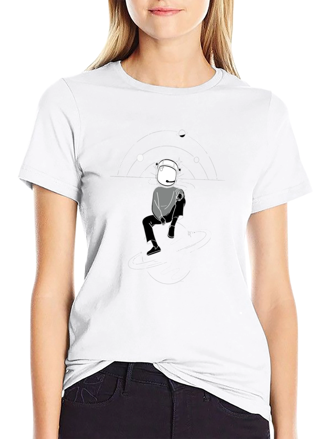 Astronaut Graphic Print Mens Black T-Shirt