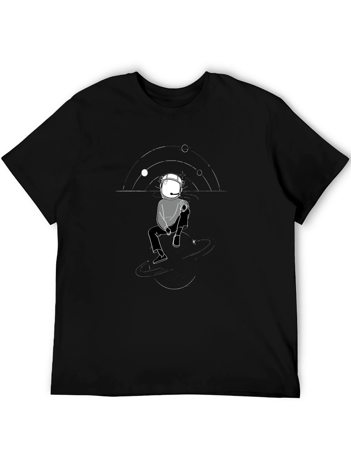 Astronaut Graphic Print Mens Black T-Shirt