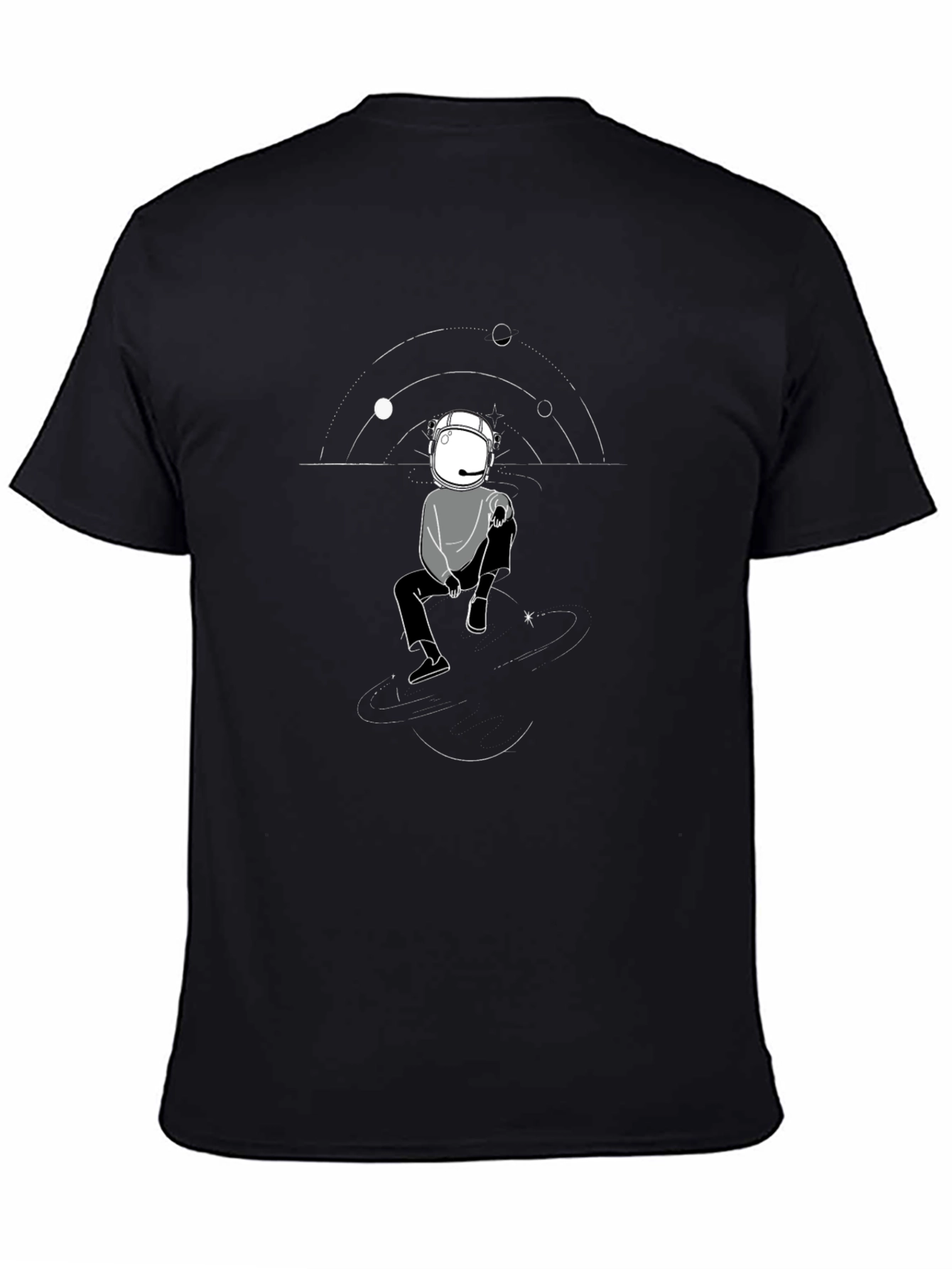 Astronaut Graphic Print Mens Black T-Shirt