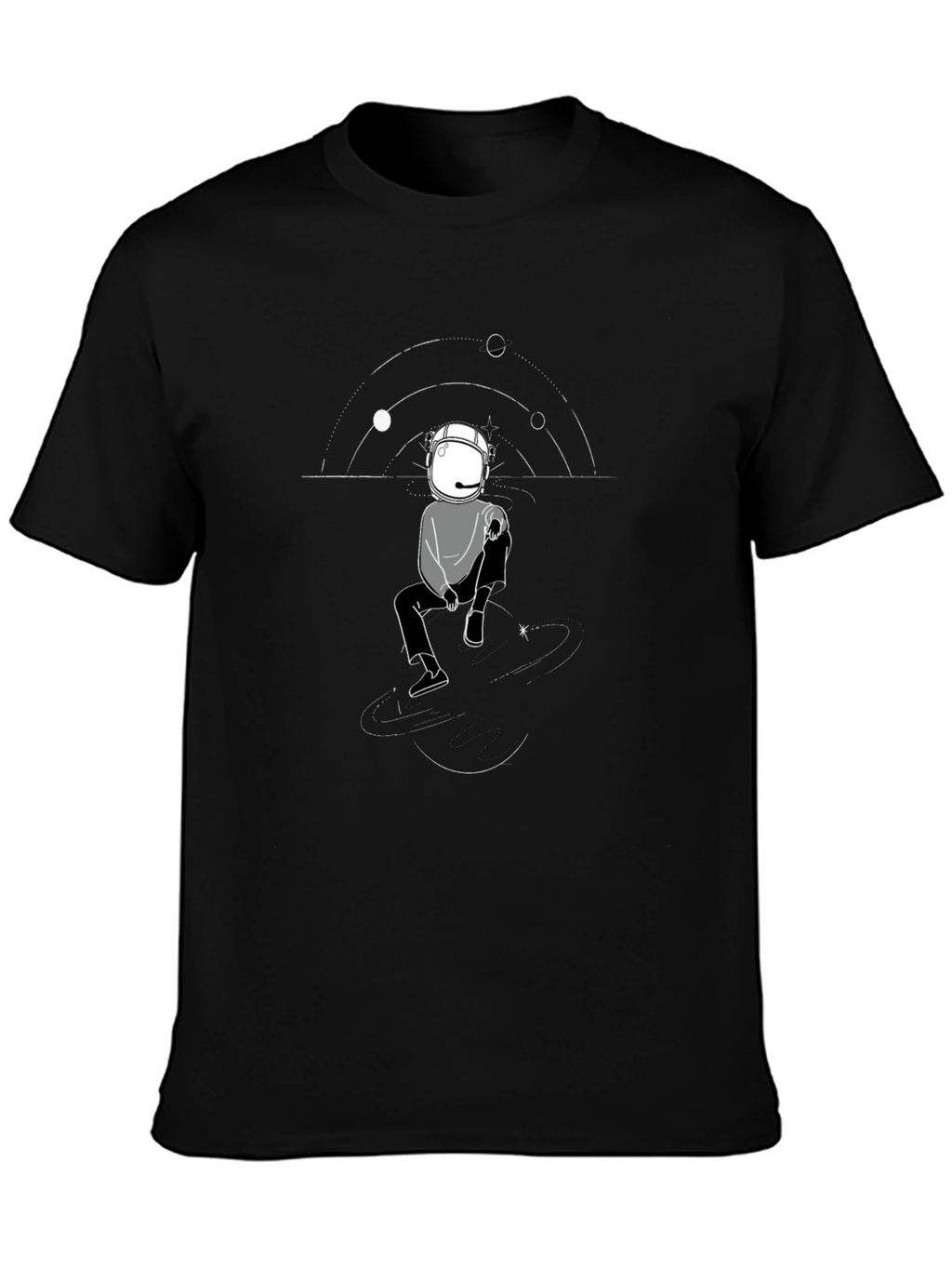 Astronaut Graphic Print Mens Black T-Shirt