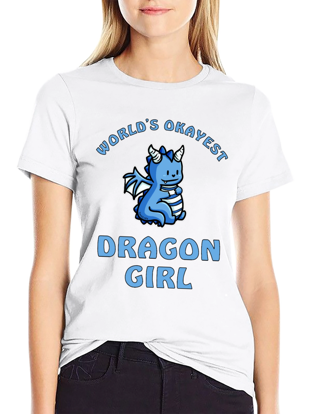Worlds Okayest Dragon Girl Black T-Shirt