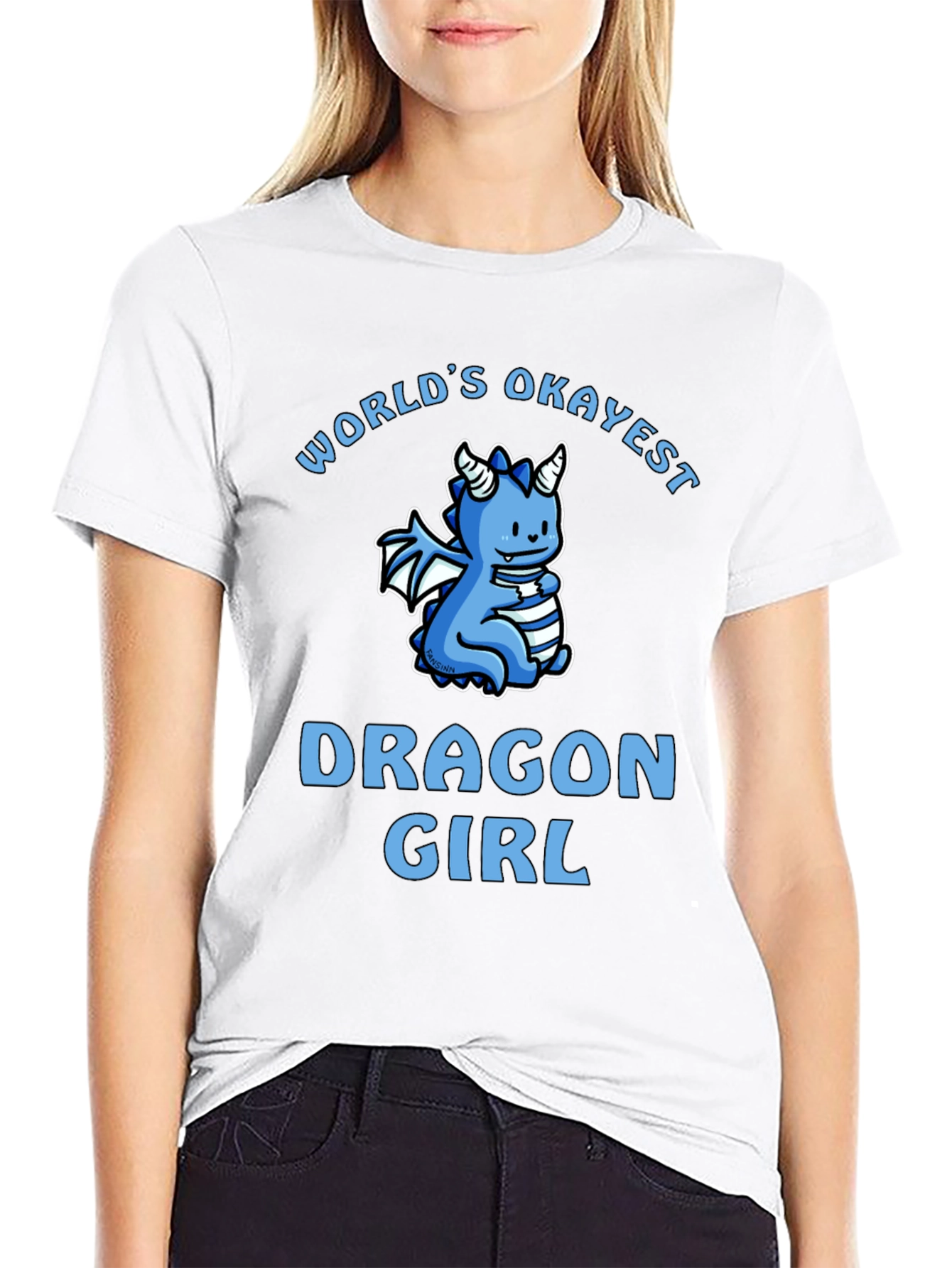 Worlds Okayest Dragon Girl Black T-Shirt