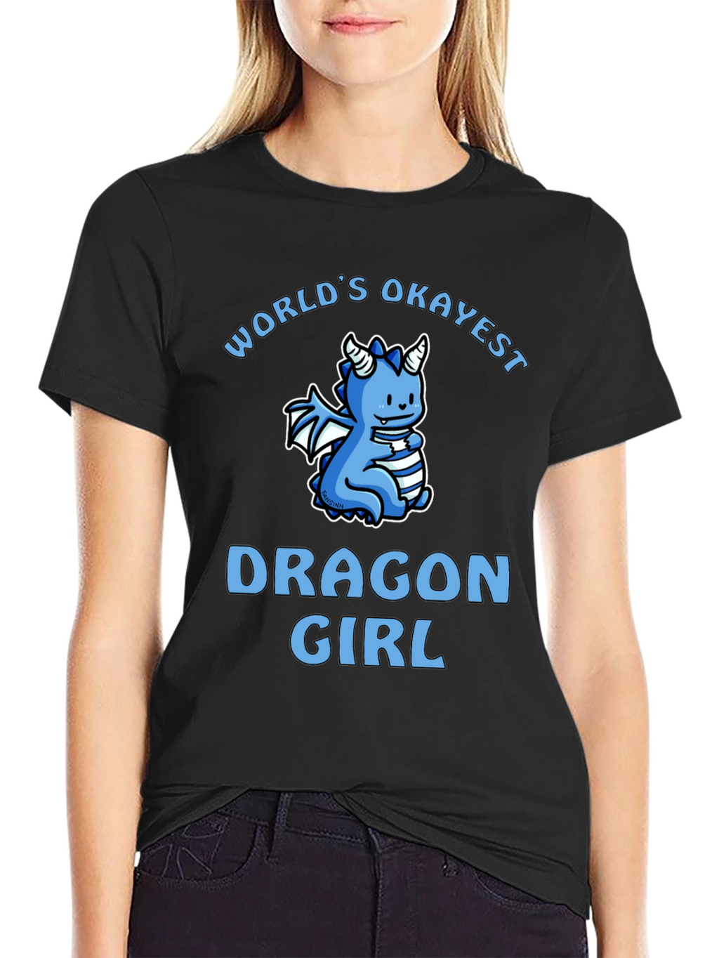 Worlds Okayest Dragon Girl Black T-Shirt