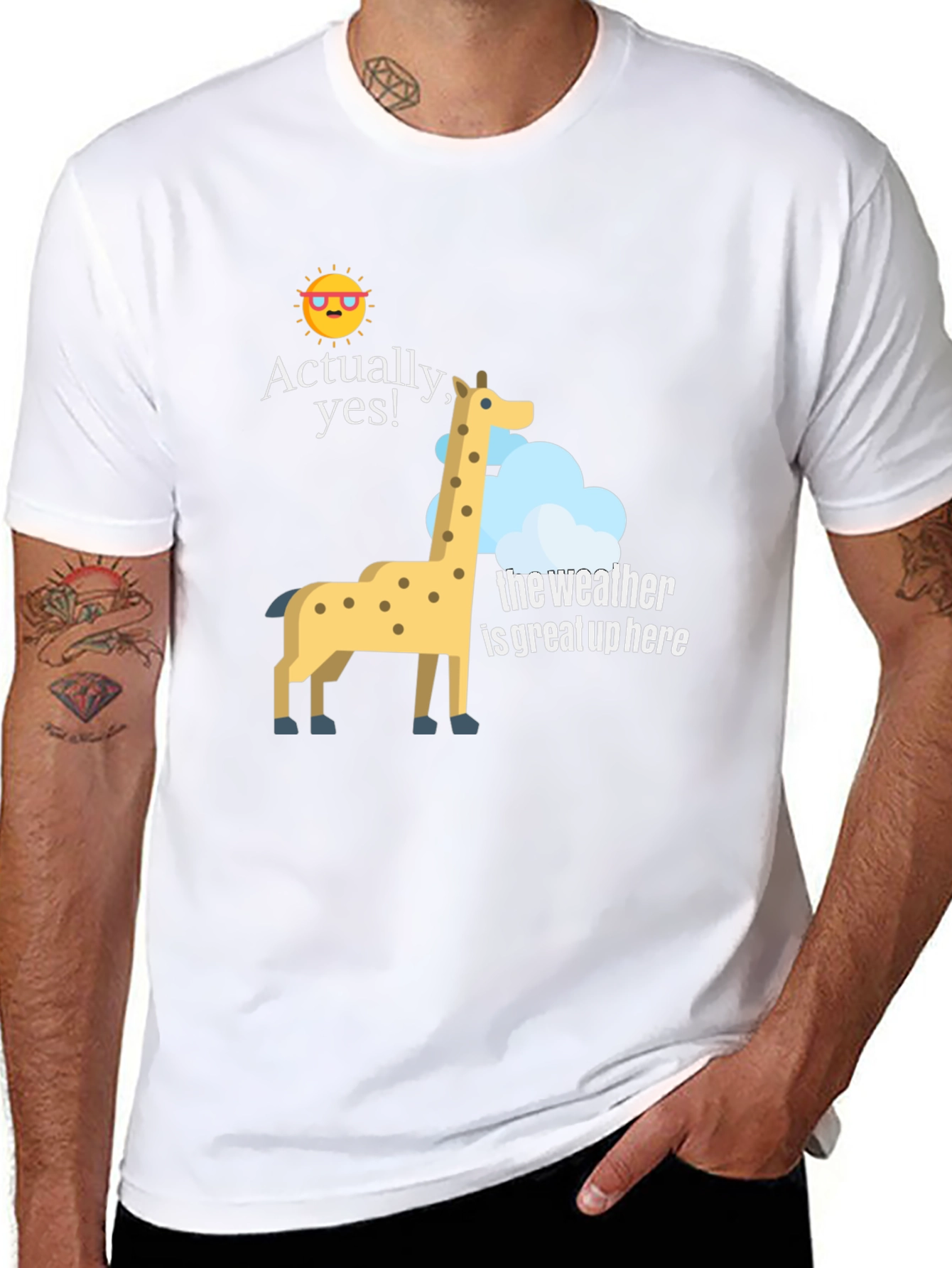 Funny Giraffe Weather Graphic T-Shirt