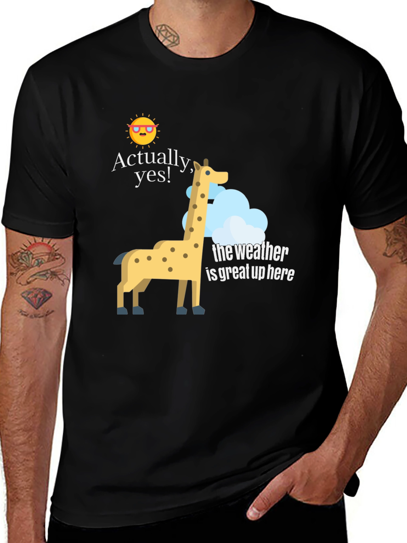 Funny Giraffe Weather Graphic T-Shirt