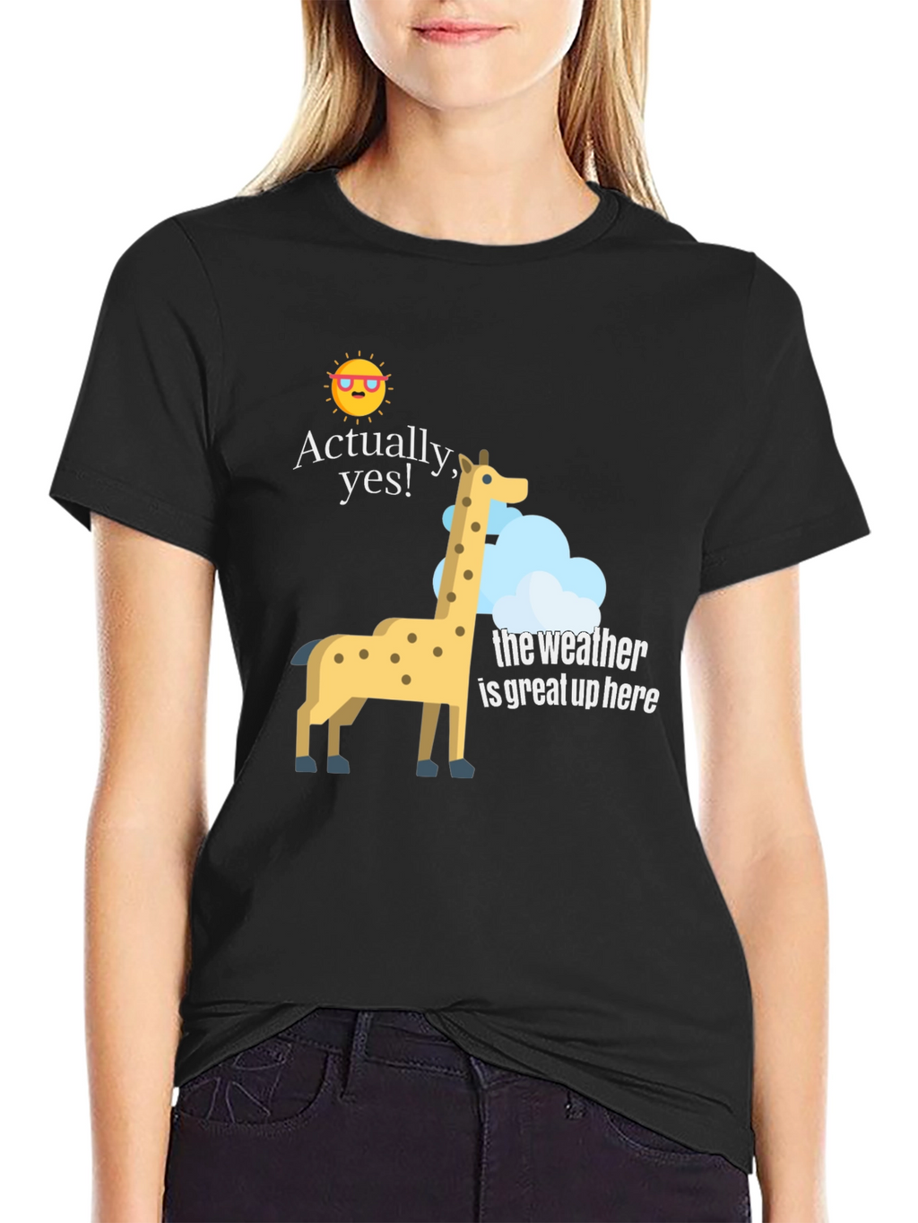 Funny Giraffe Weather Graphic T-Shirt