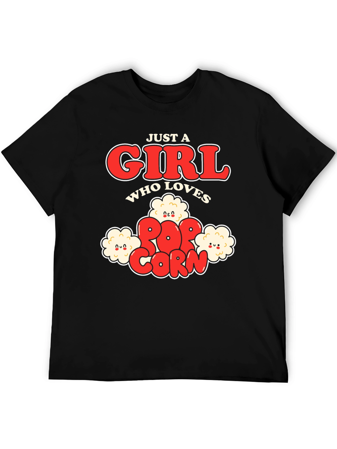 Just a Girl Who Loves Popcorn T-Shirt - Funny Foodie Tee