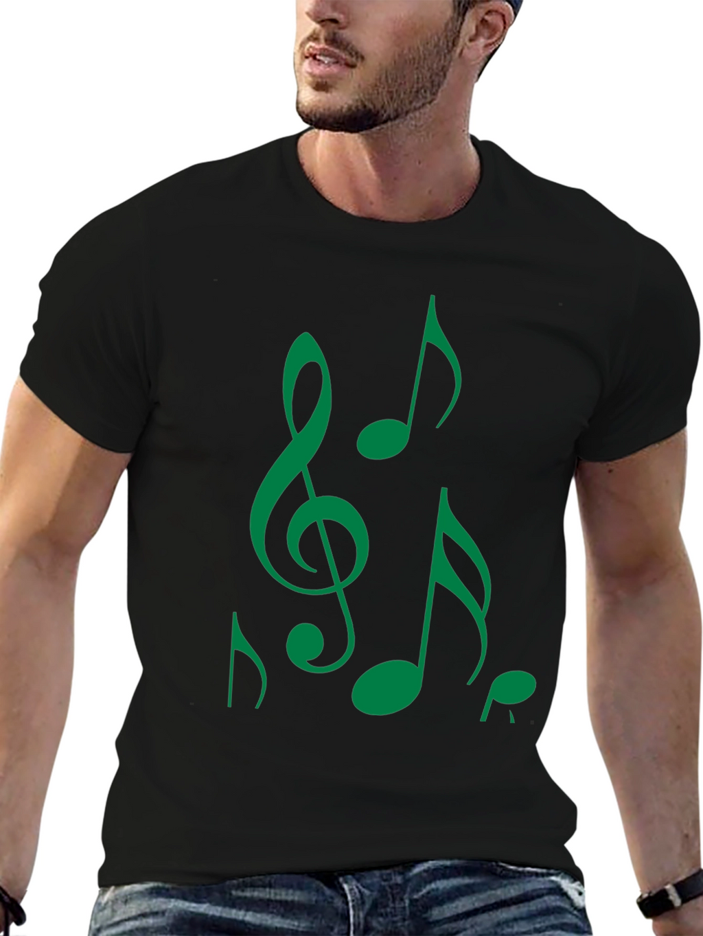 Music Notes Black T-Shirt