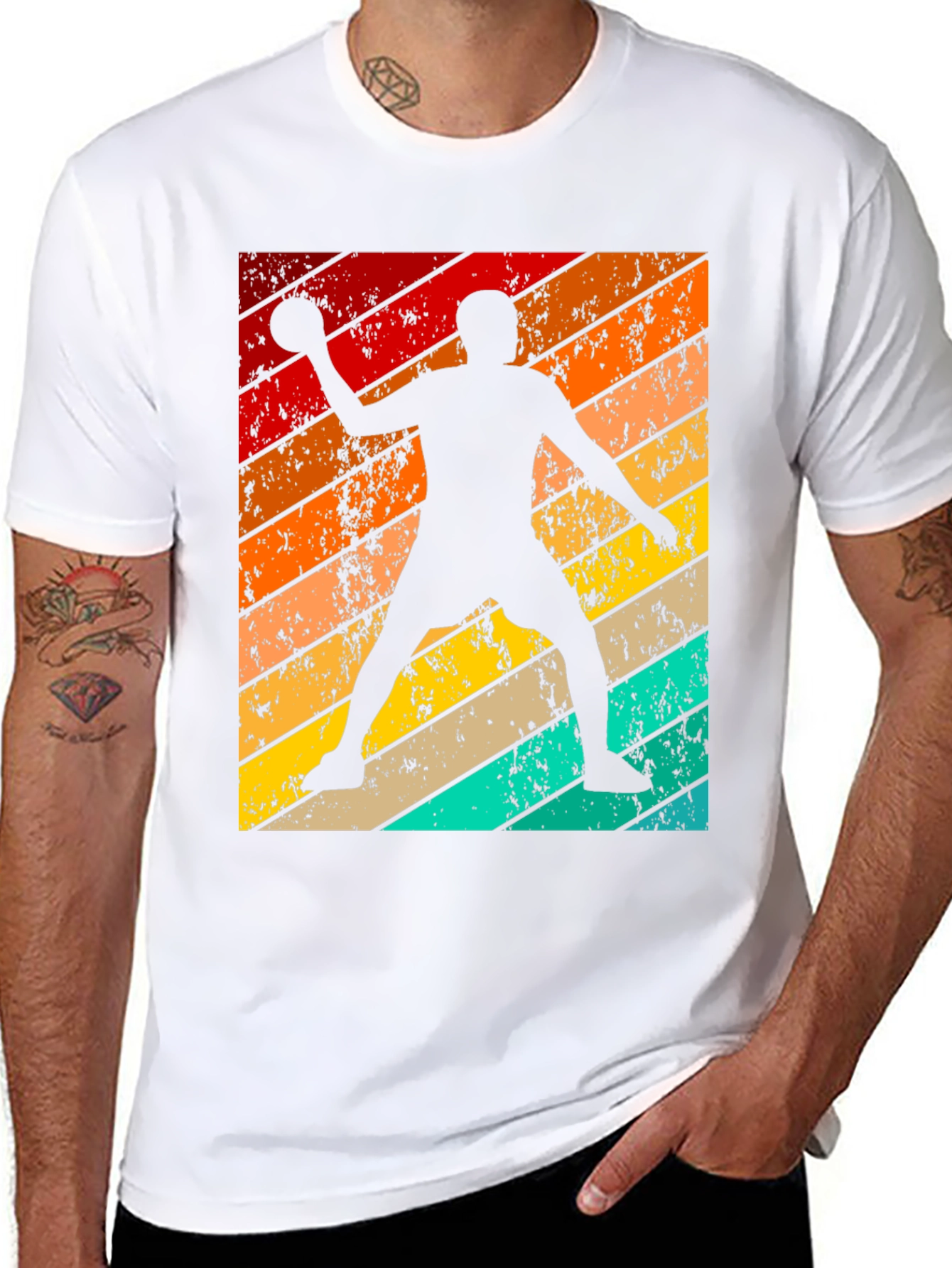 Retro Handball Player Graphic T-Shirt