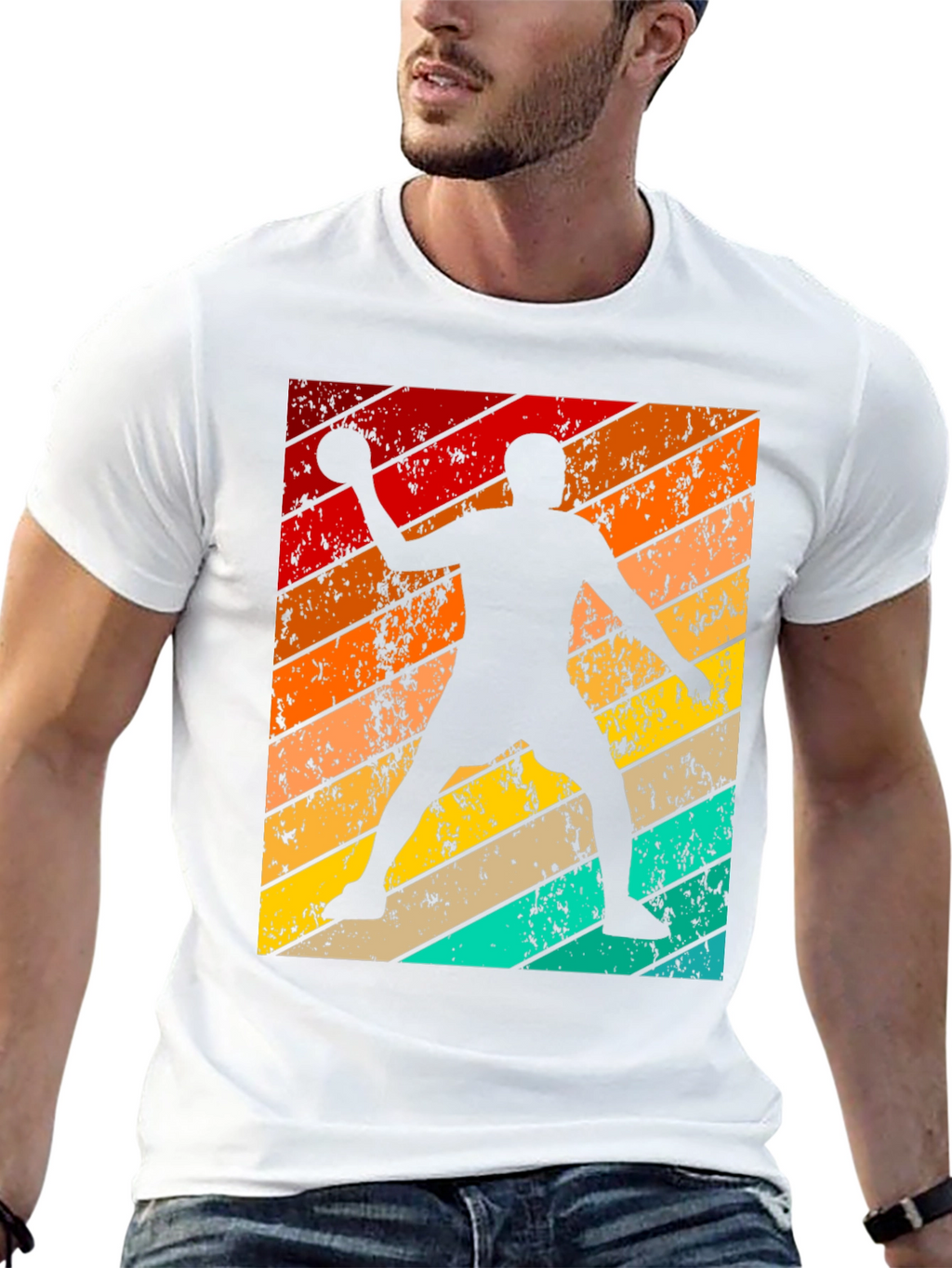 Retro Handball Player Graphic T-Shirt
