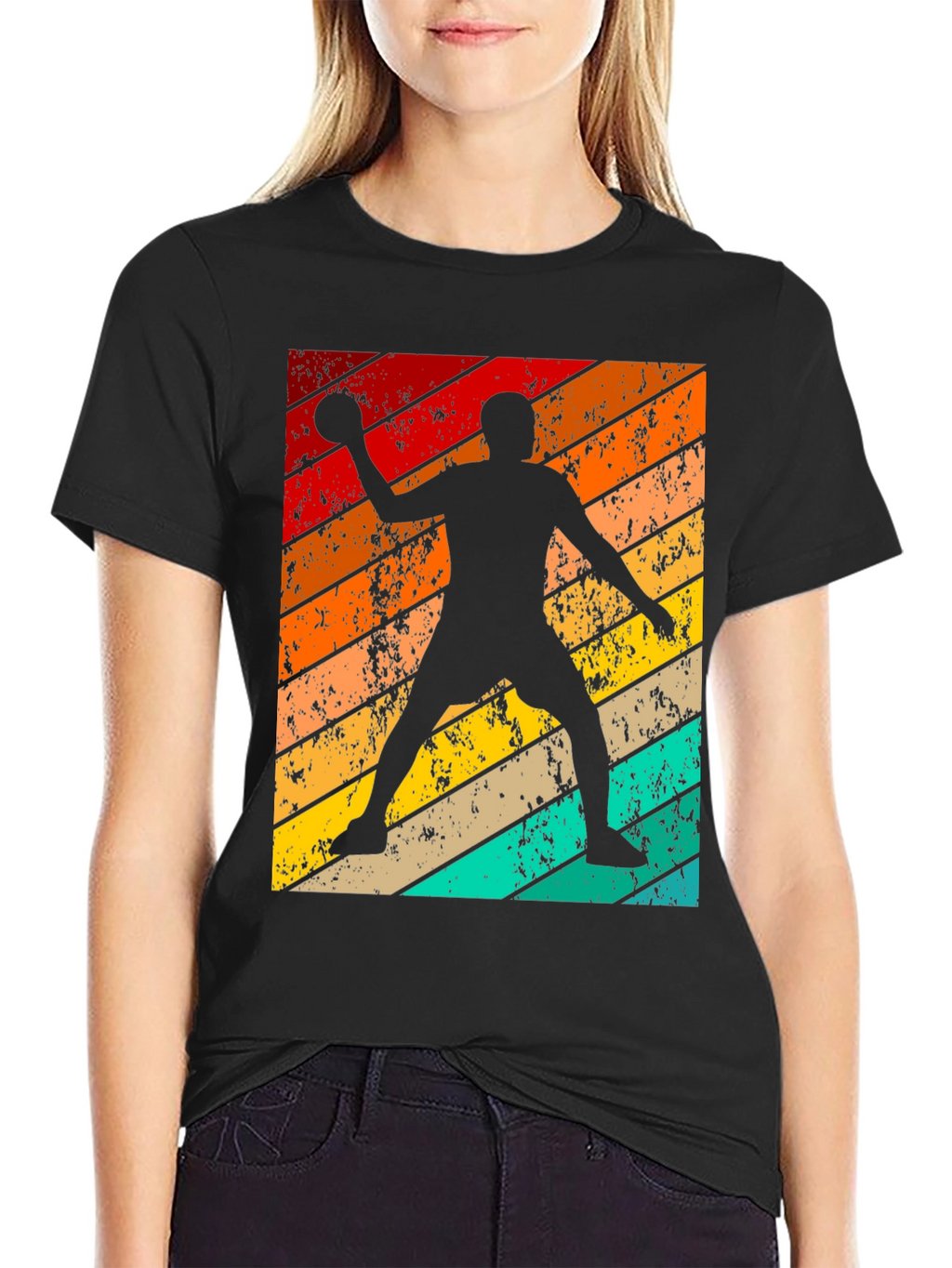 Retro Handball Player Graphic T-Shirt