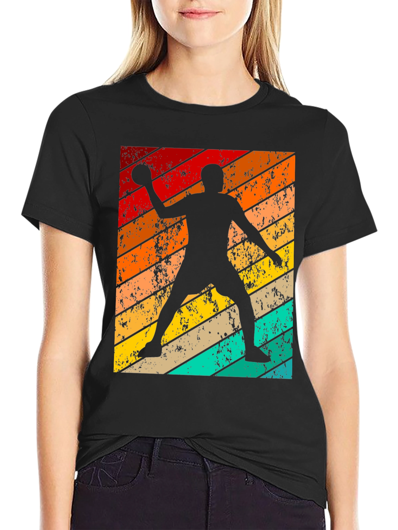 Retro Handball Player Graphic T-Shirt