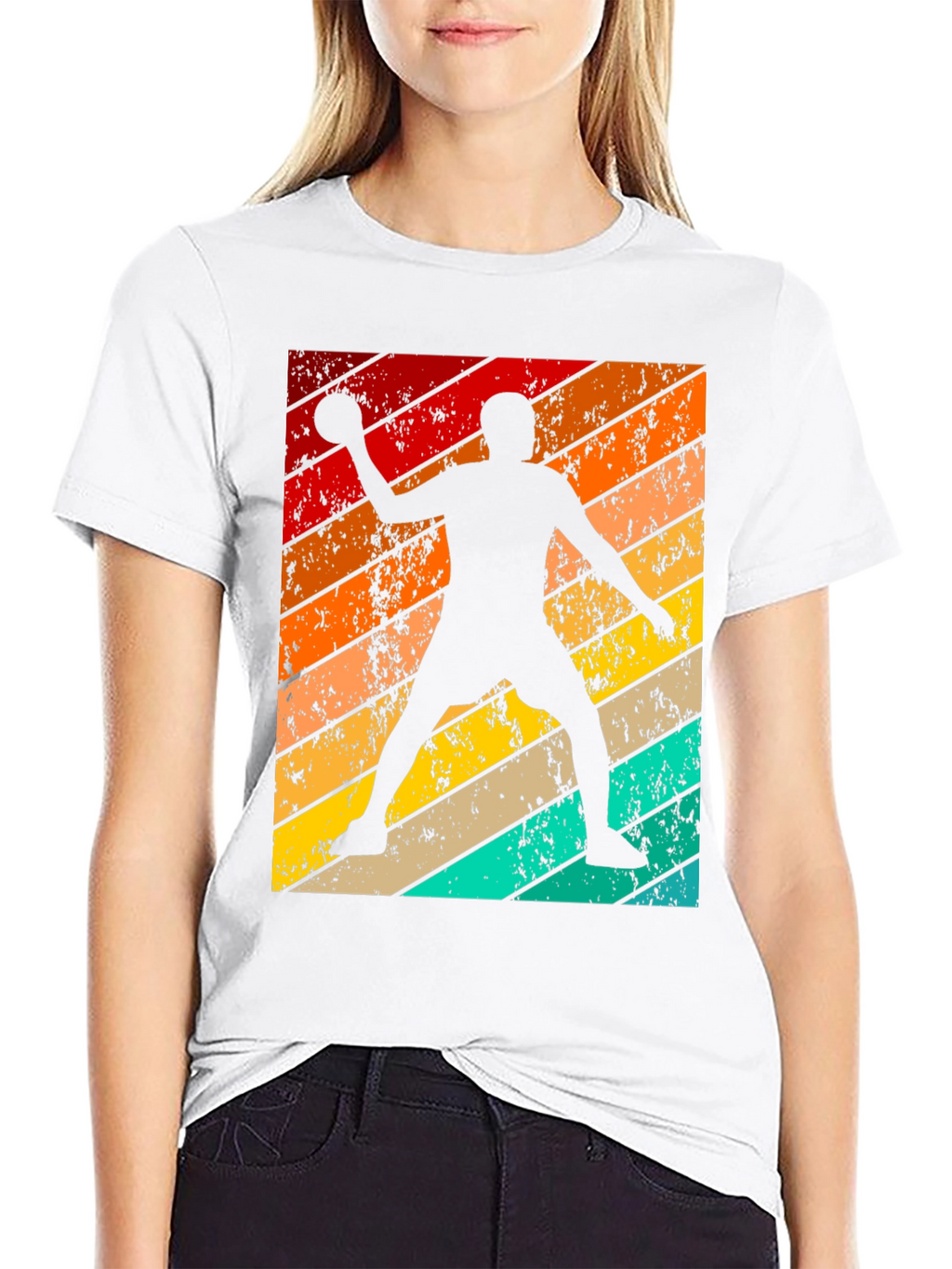 Retro Handball Player Graphic T-Shirt