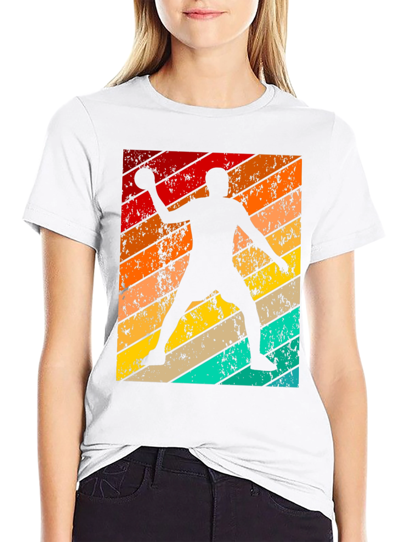 Retro Handball Player Graphic T-Shirt