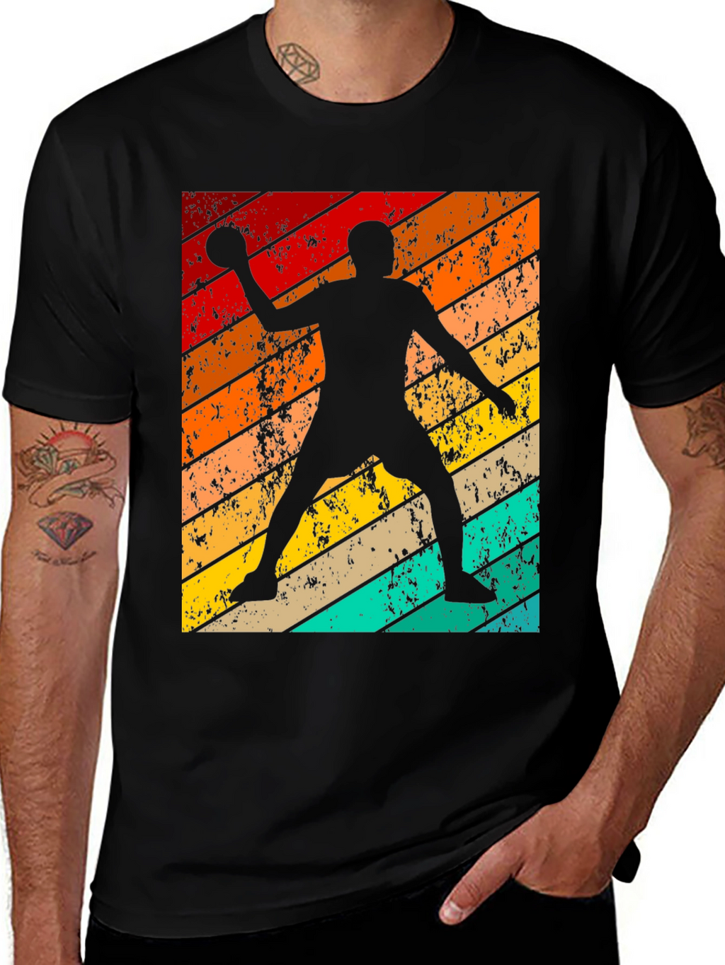Retro Handball Player Graphic T-Shirt