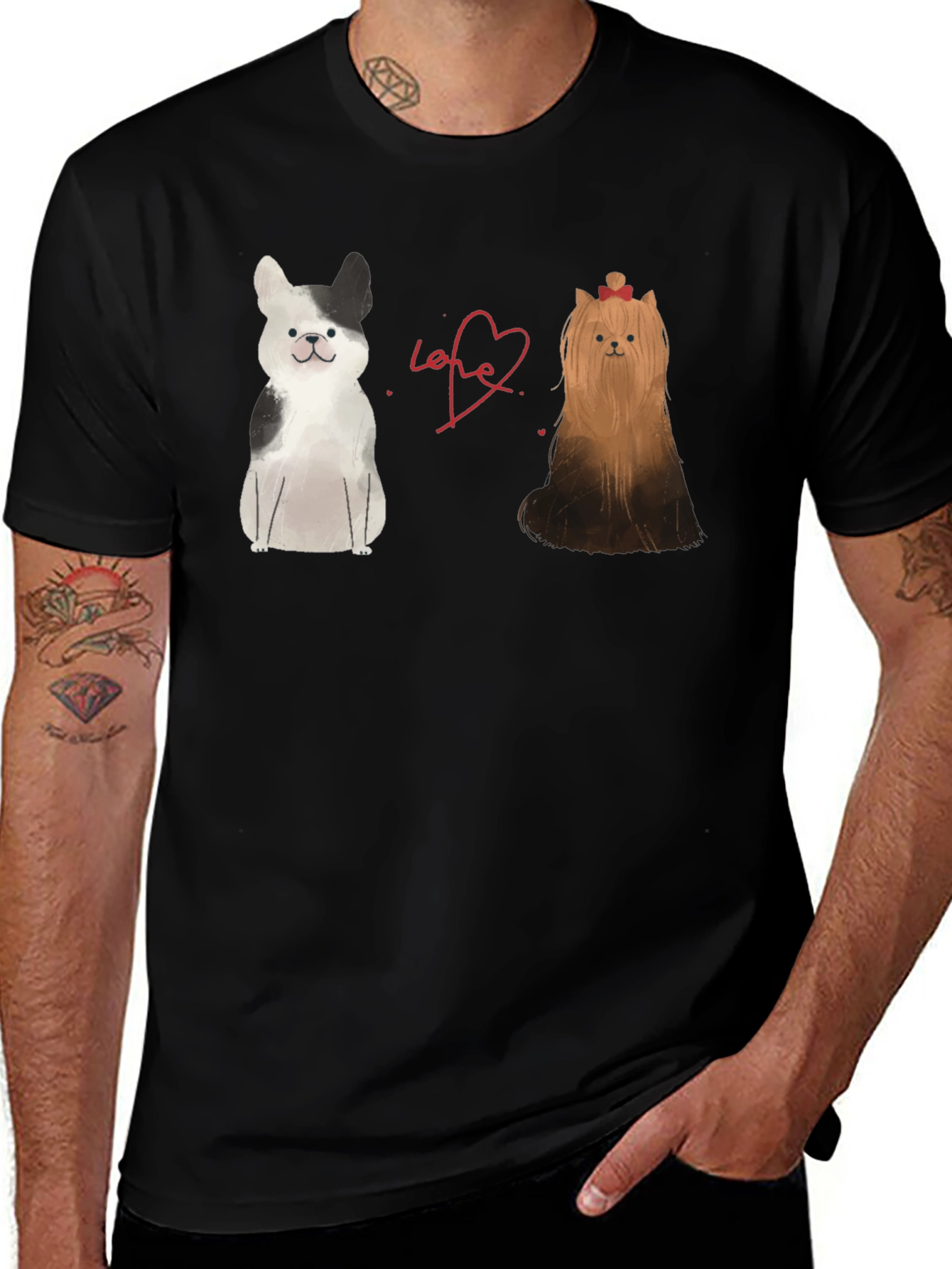 Dog Lovers Tee: Boston Terrier & Yorkshire Terrier Love Shirt