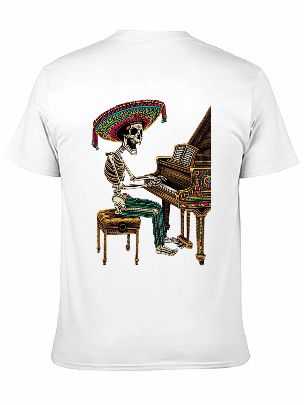 Skeleton Mariachi Piano T-Shirt