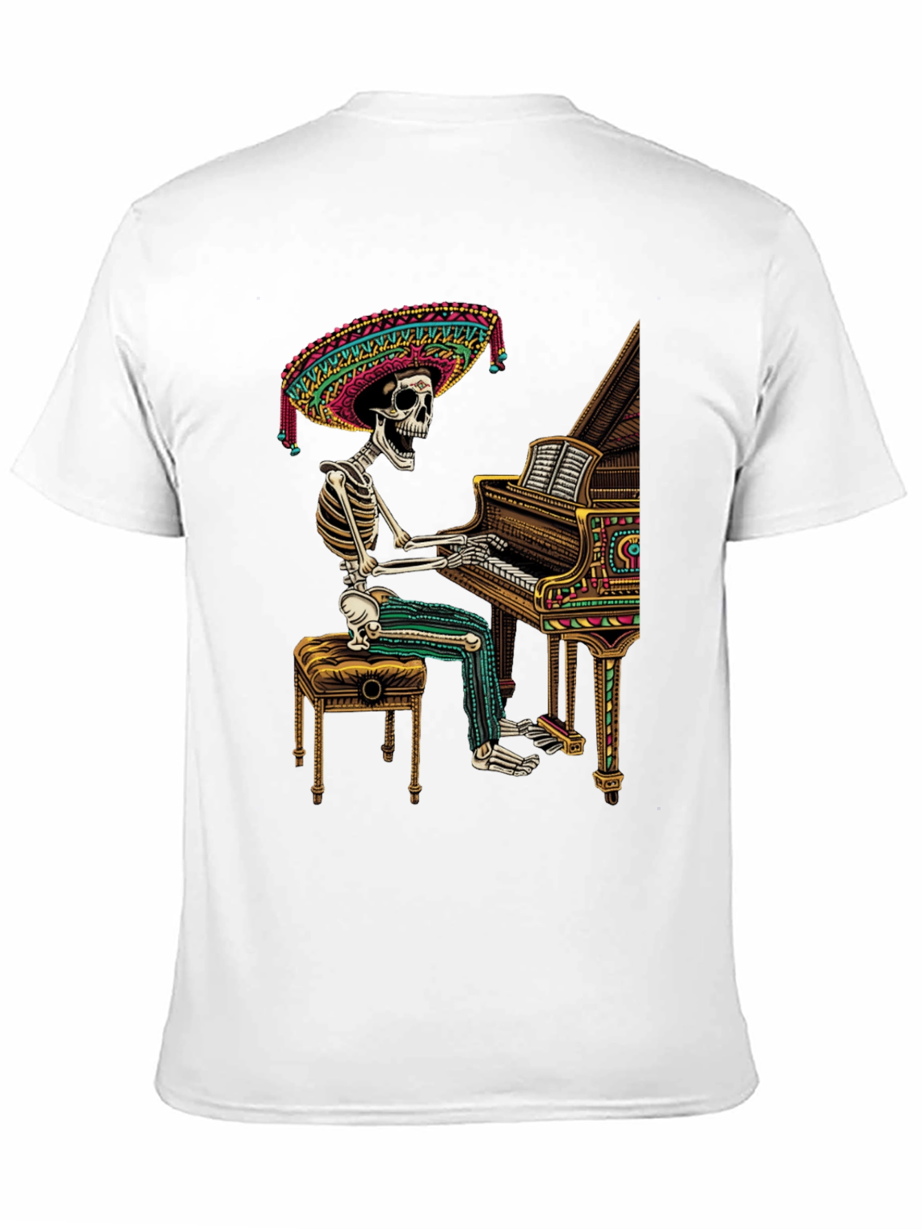 Skeleton Mariachi Piano T-Shirt