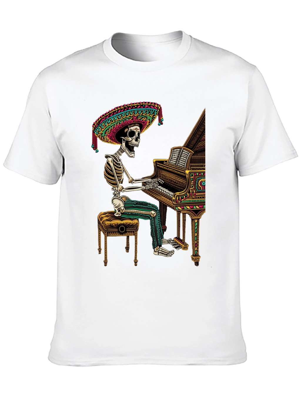 Skeleton Mariachi Piano T-Shirt