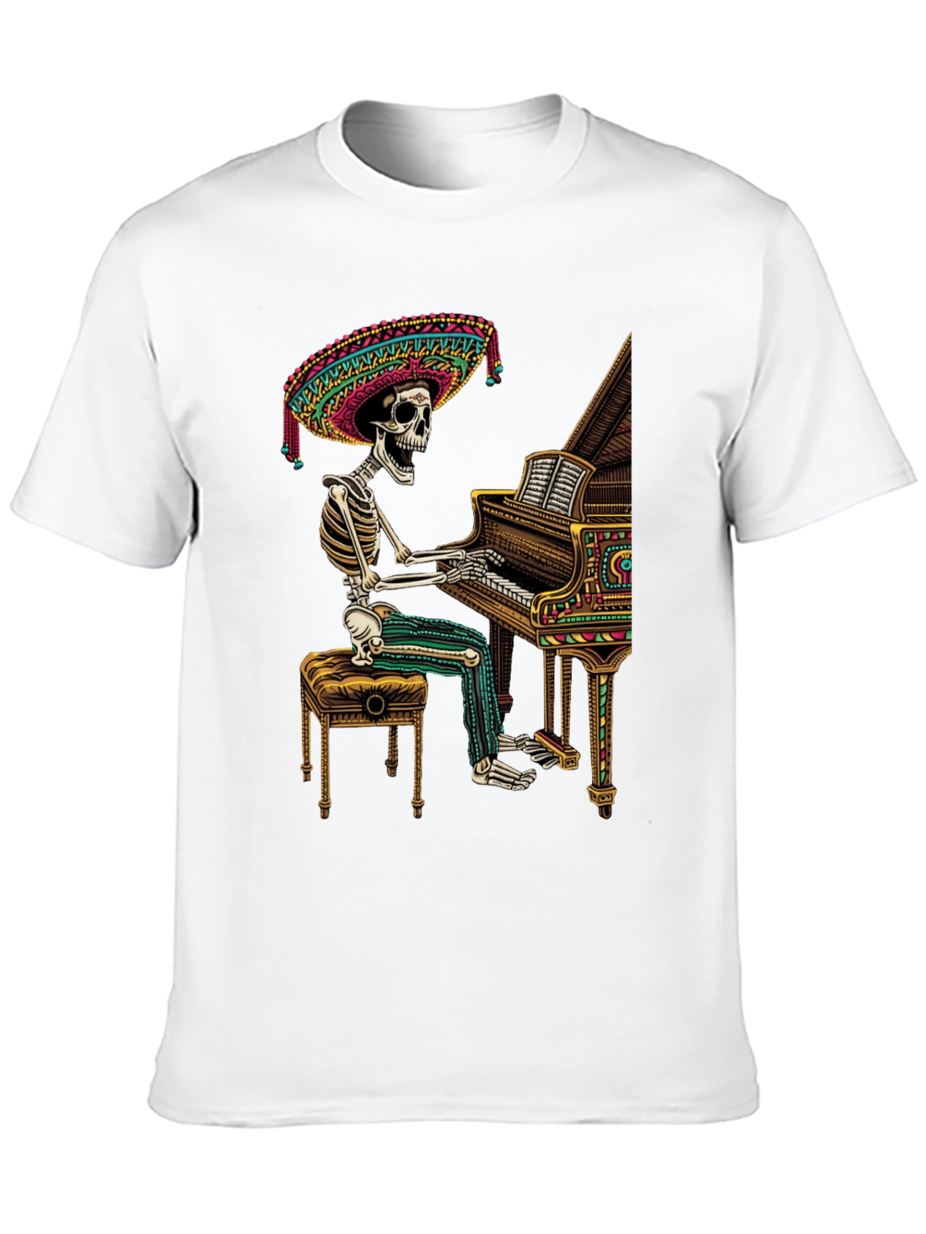 Skeleton Mariachi Piano T-Shirt