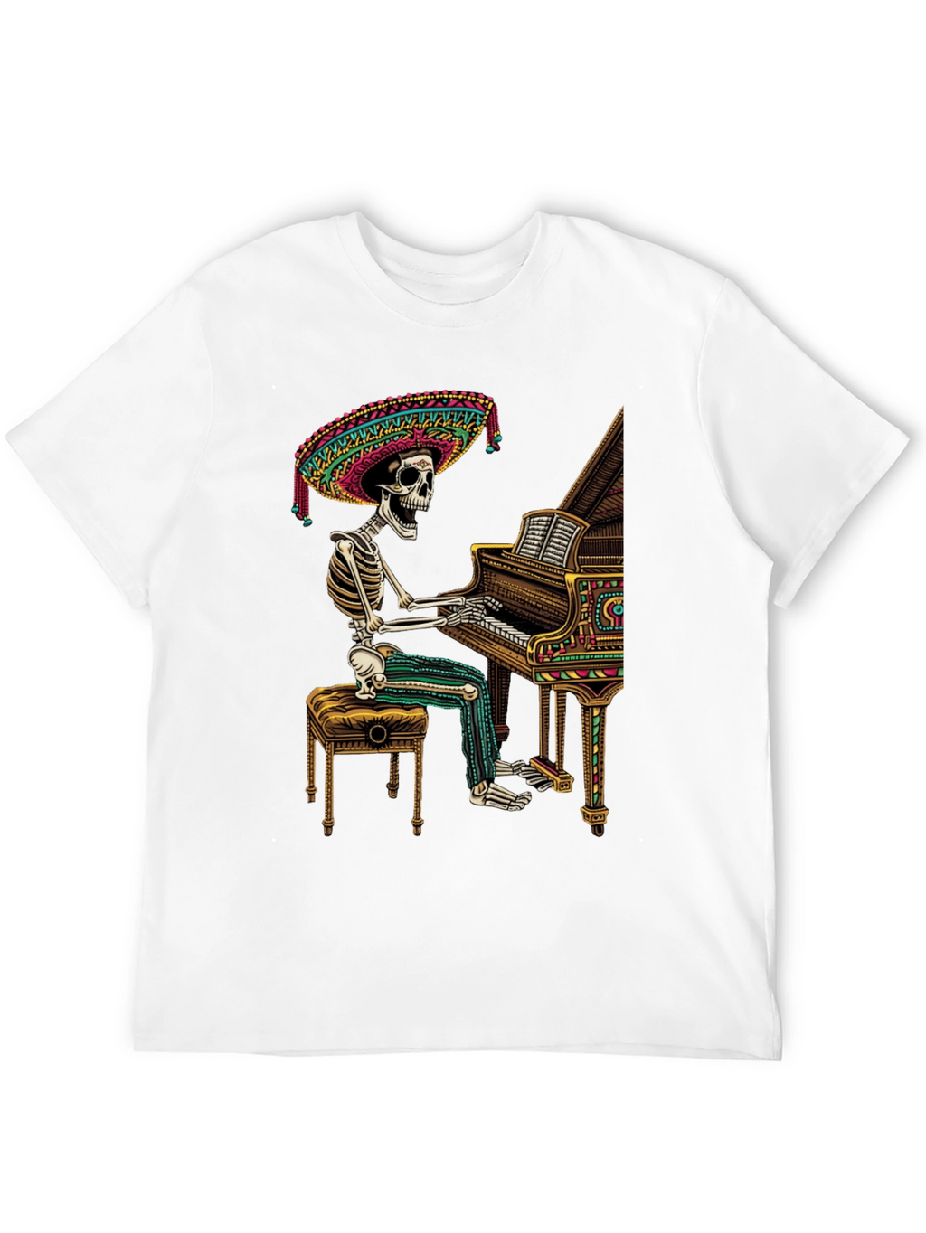 Skeleton Mariachi Piano T-Shirt