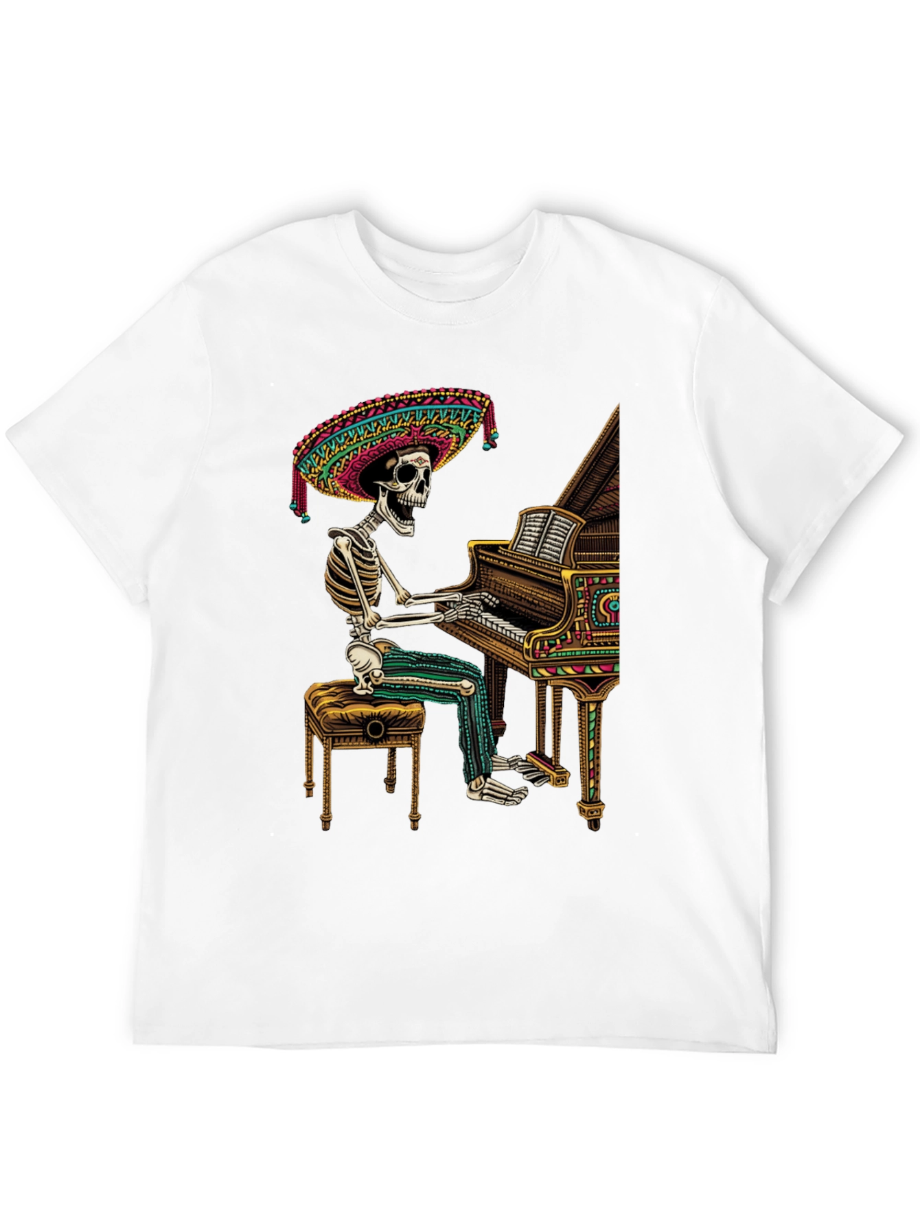 Skeleton Mariachi Piano T-Shirt