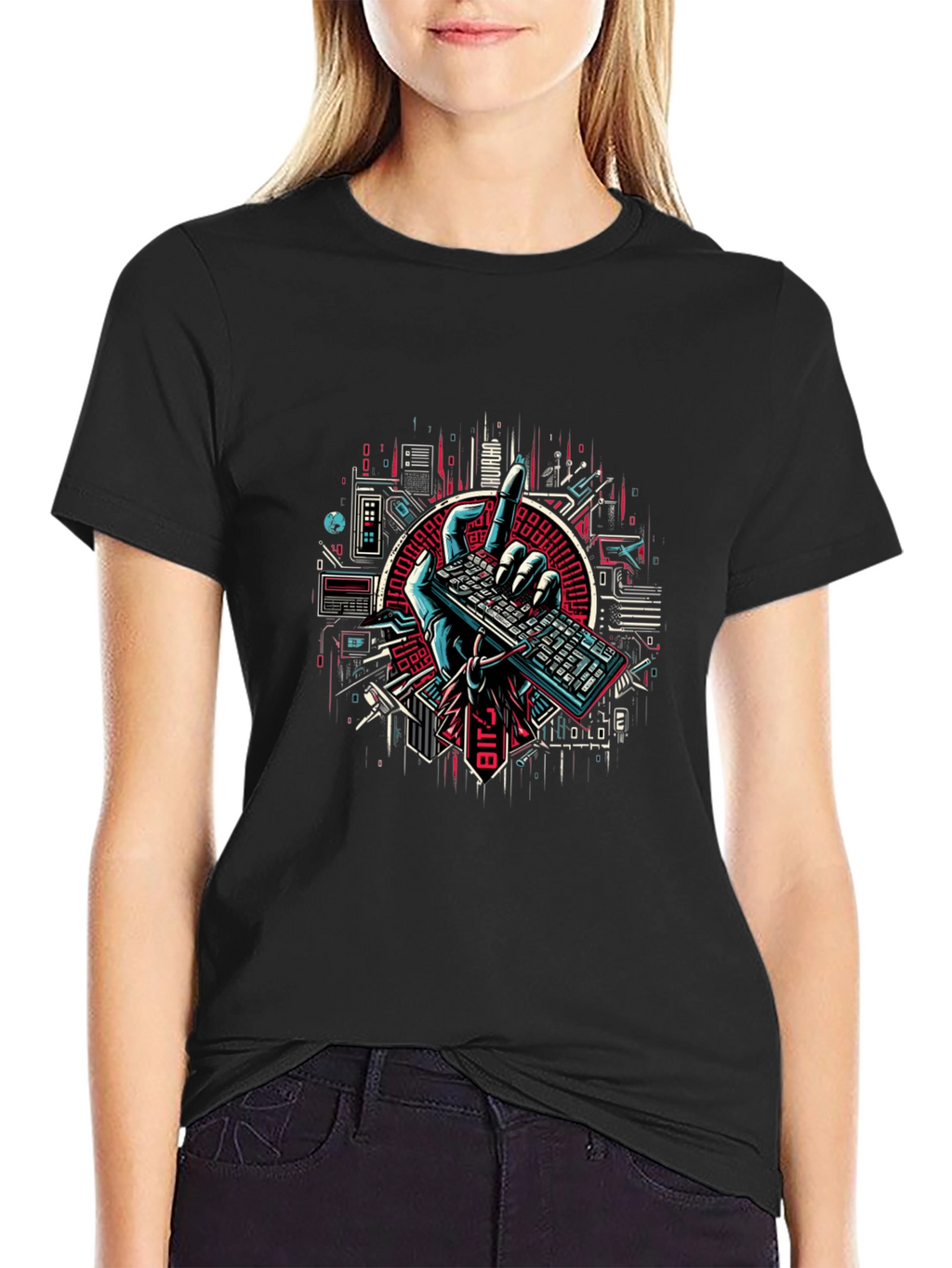 Cyberpunk Keyboard T-Shirt - Coder Style